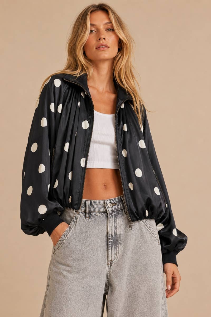 SATIN POLKADOT BUBBLE JACKET