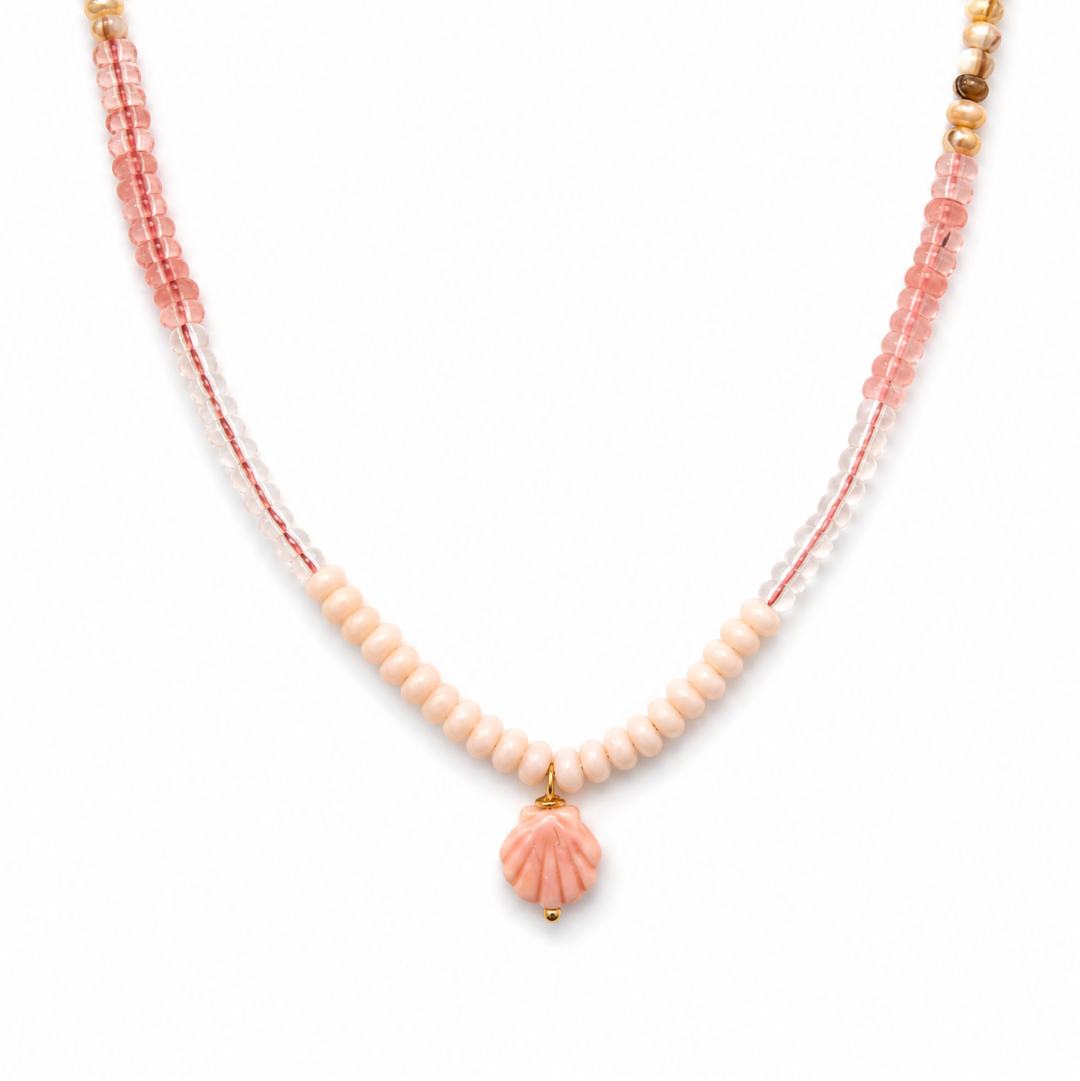 Conch Shell Necklace - Pink Opal