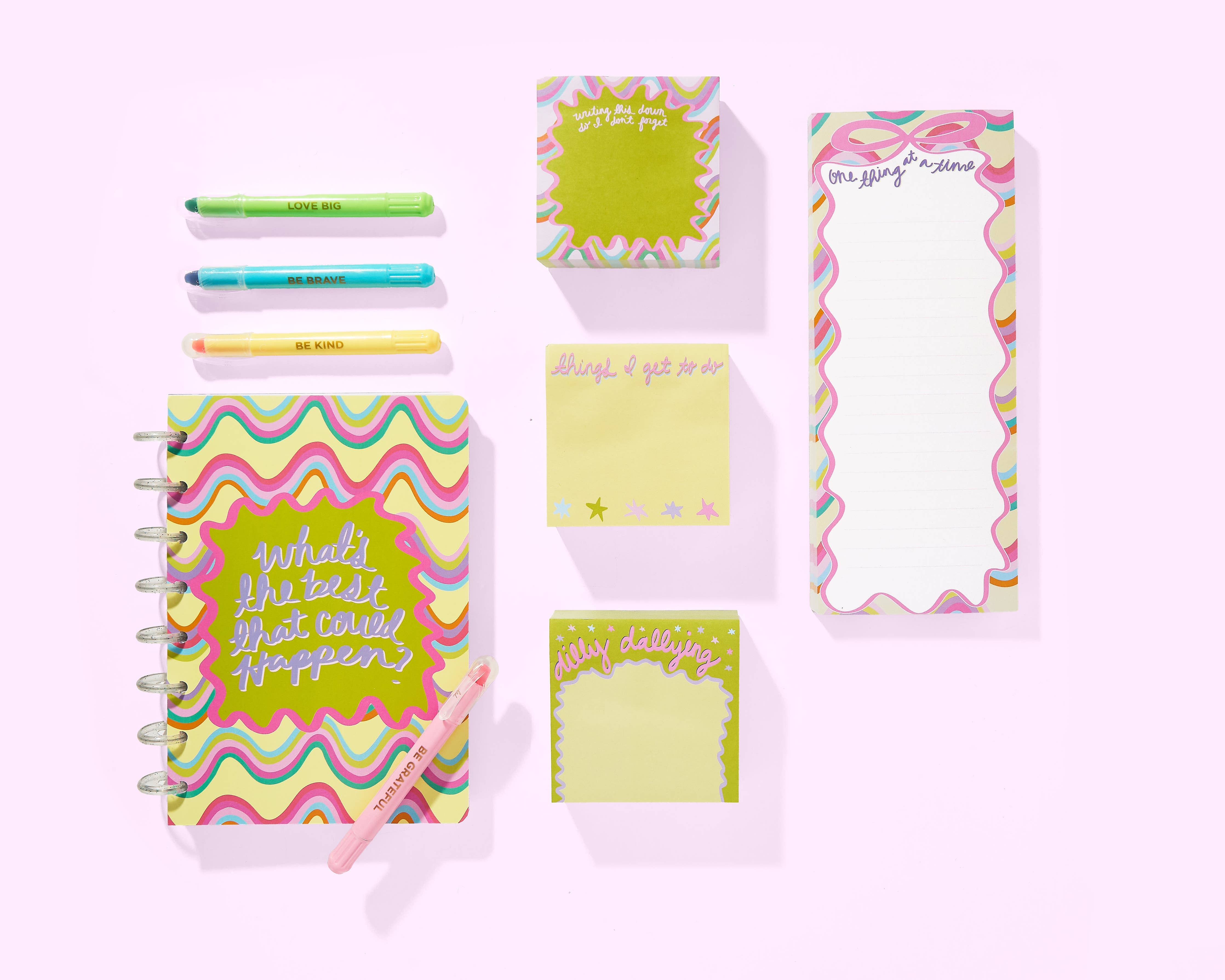 Wax Highlighter Set - Motivational - Asst Clrs - 6 Piece Set