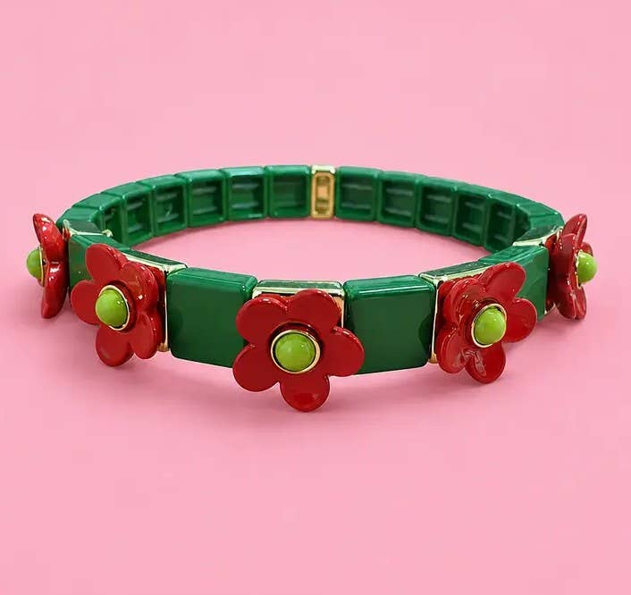 Enamel Stretch Bracelets - Holiday - Asst Styles