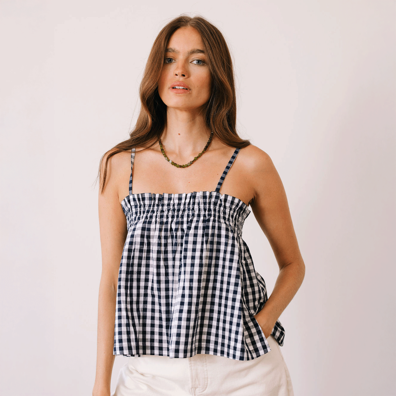 Navy Gingham Daphne Top