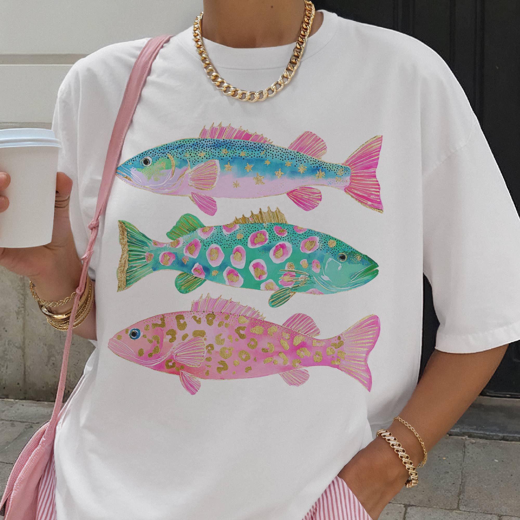Coastal Preppy Fish Graphic Tee