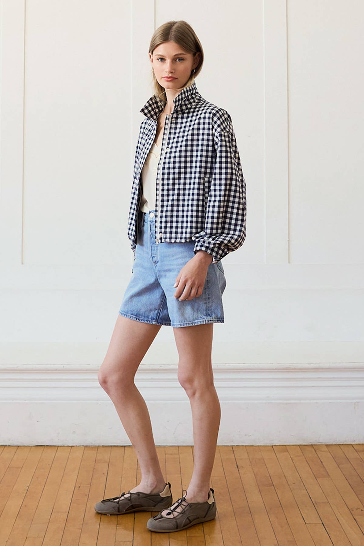 Gingham Zip Jacket -