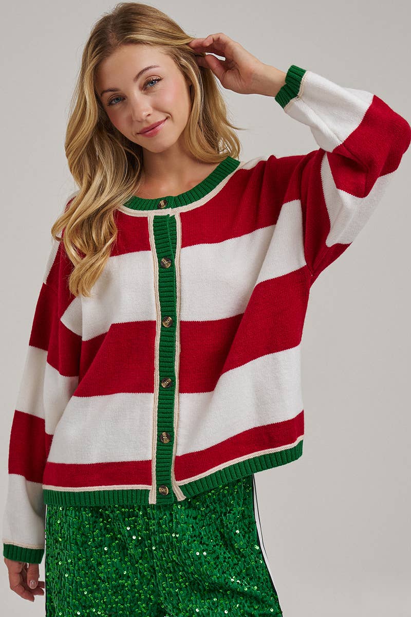 WIDE STRIPE HOLIDAY SWEATER