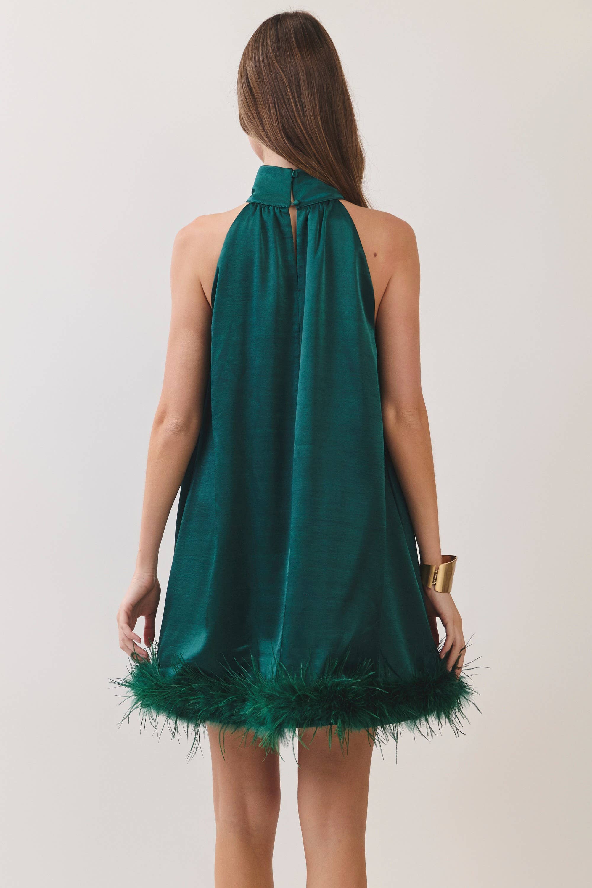 Feather Halter Mini Dress
