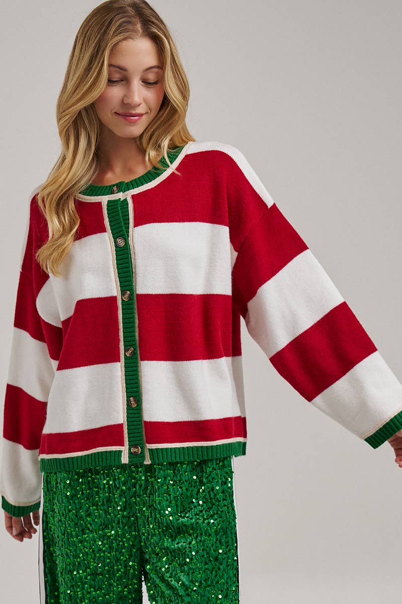 WIDE STRIPE HOLIDAY SWEATER