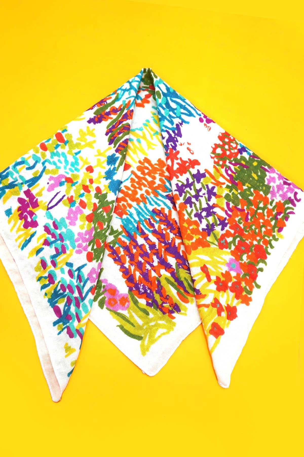 COTTON FLORAL PRINT SILKY FEELING BANDANA SCARF |