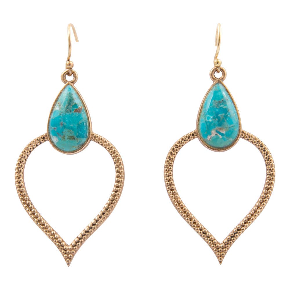 Blue Turquoise Bedouin Golden Drop Earrings