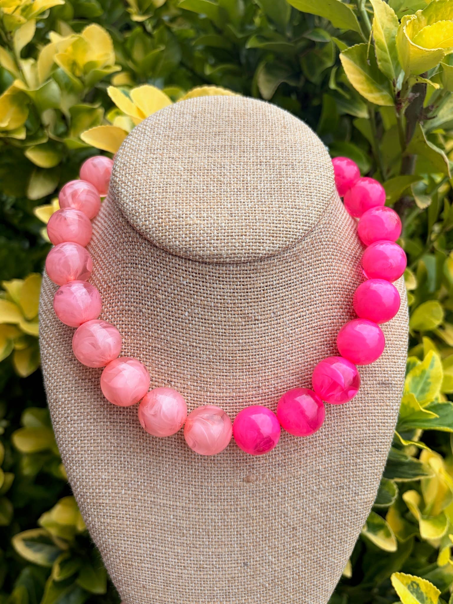 Double Duo Pink Bauble Necklace