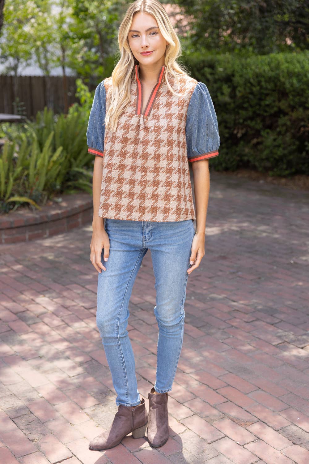 Clark Denim Houndstooth Top