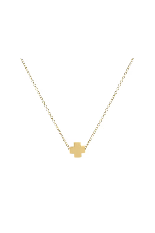 16" Tiny Signature Cross Gold Necklace