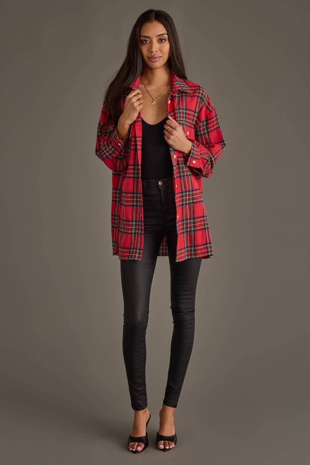 Tartan Plaid Boyfriend Button Up