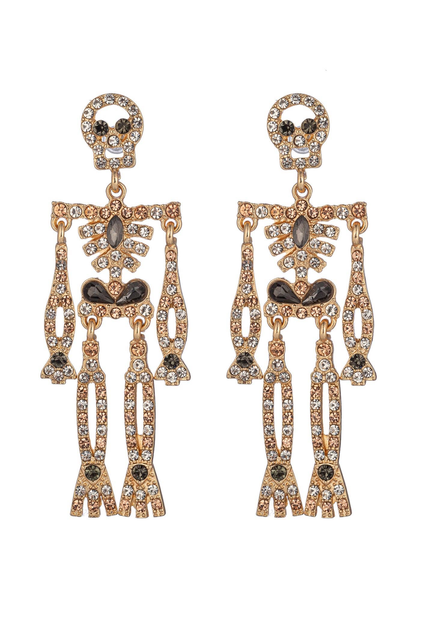 Double Skull Drop Earrings