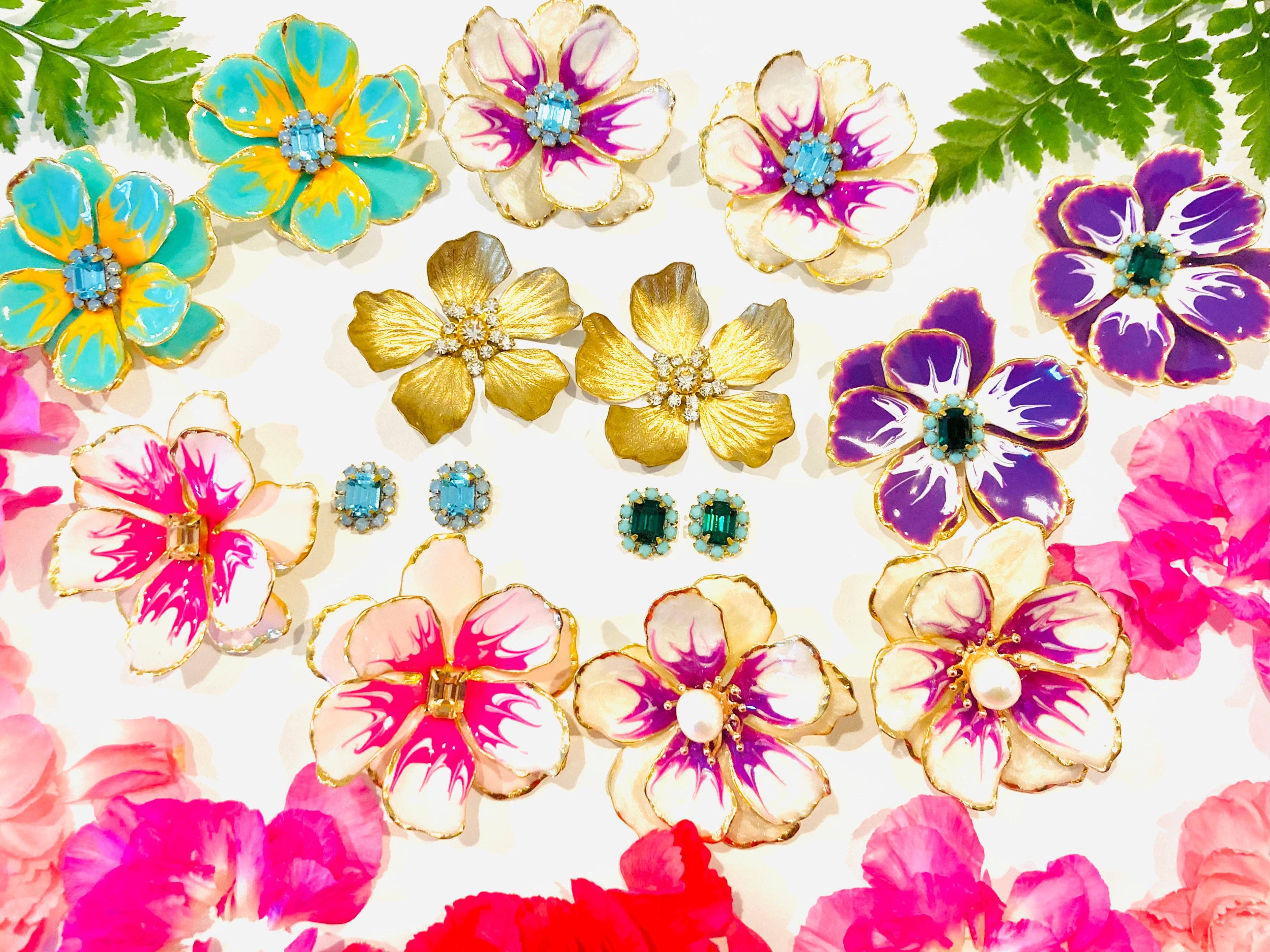 Raspberry Painted Jewel Earring