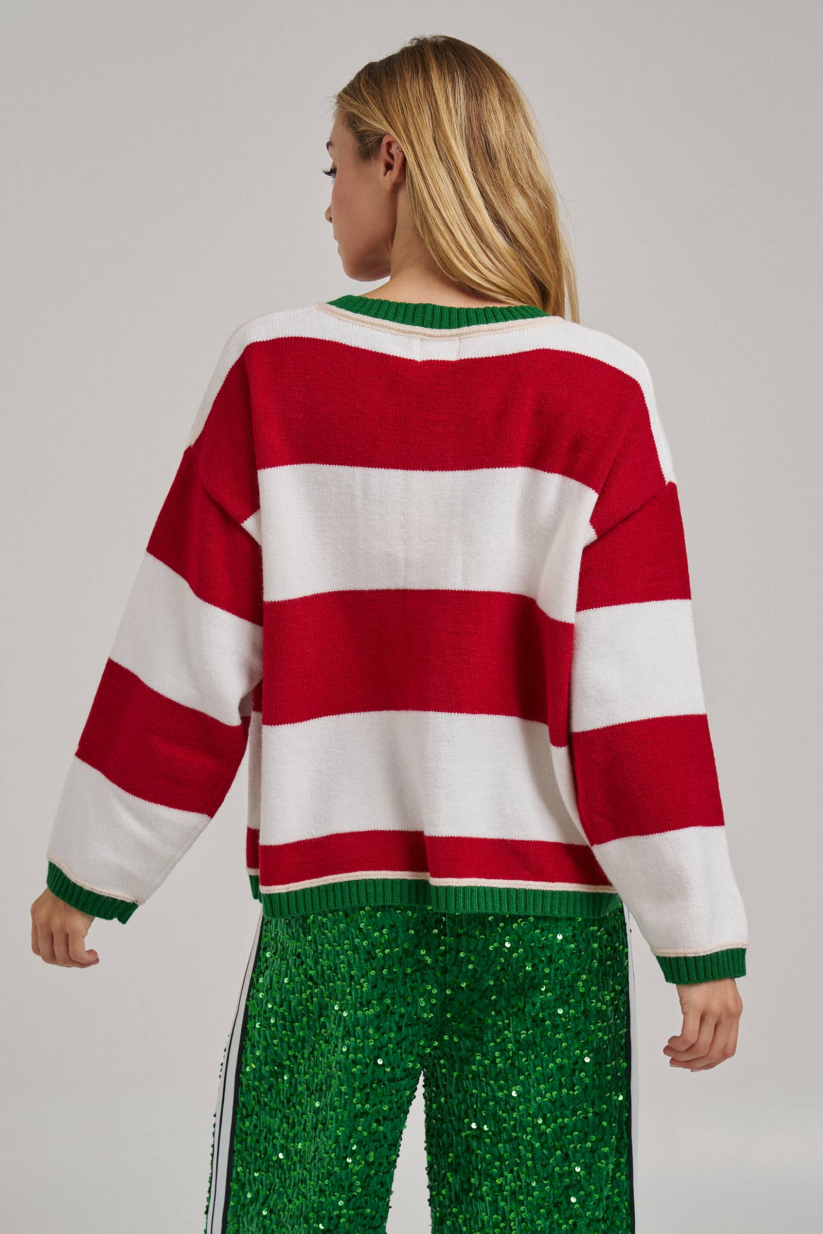 WIDE STRIPE HOLIDAY SWEATER