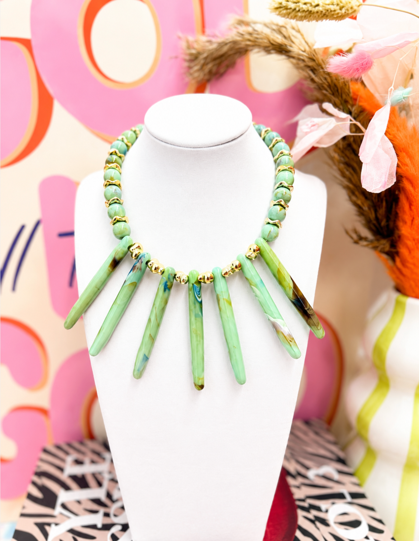 Sea Glass Spike Statement Necklace