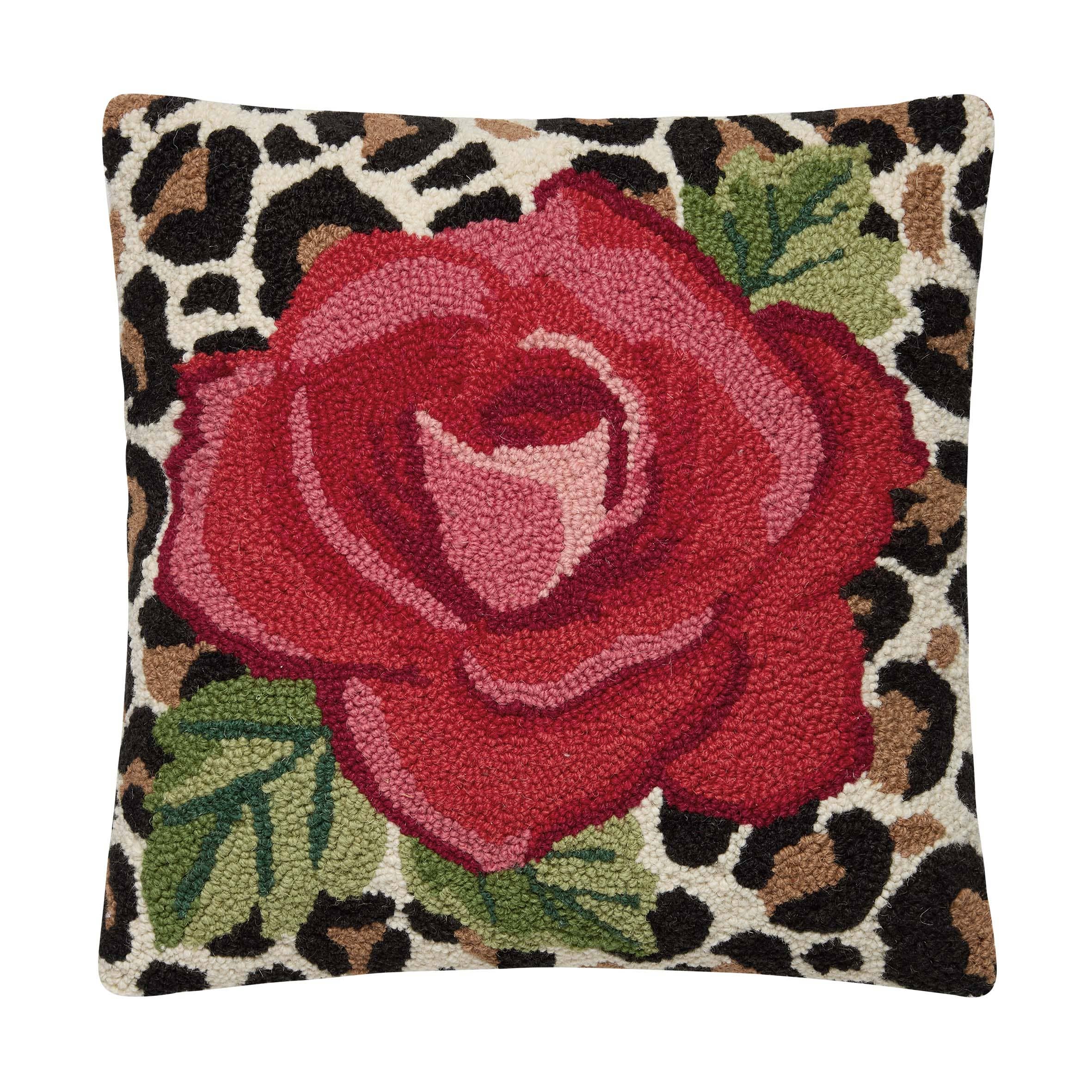 Leopard Rose Hook Pillow