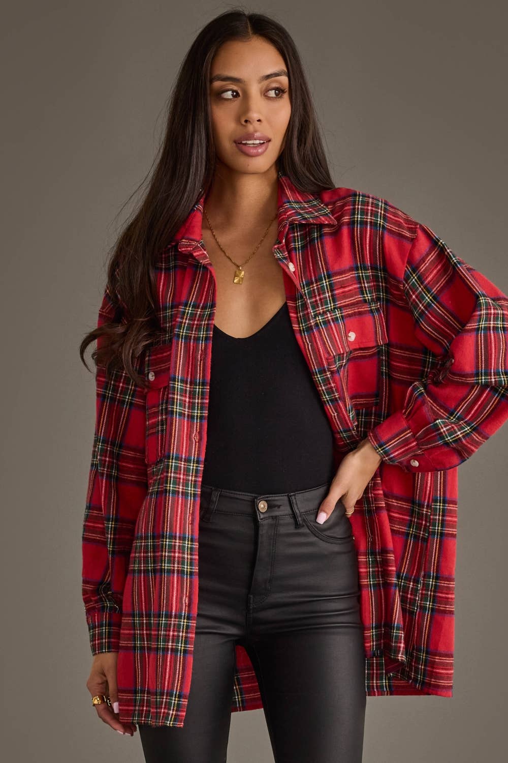 Tartan Plaid Boyfriend Button Up
