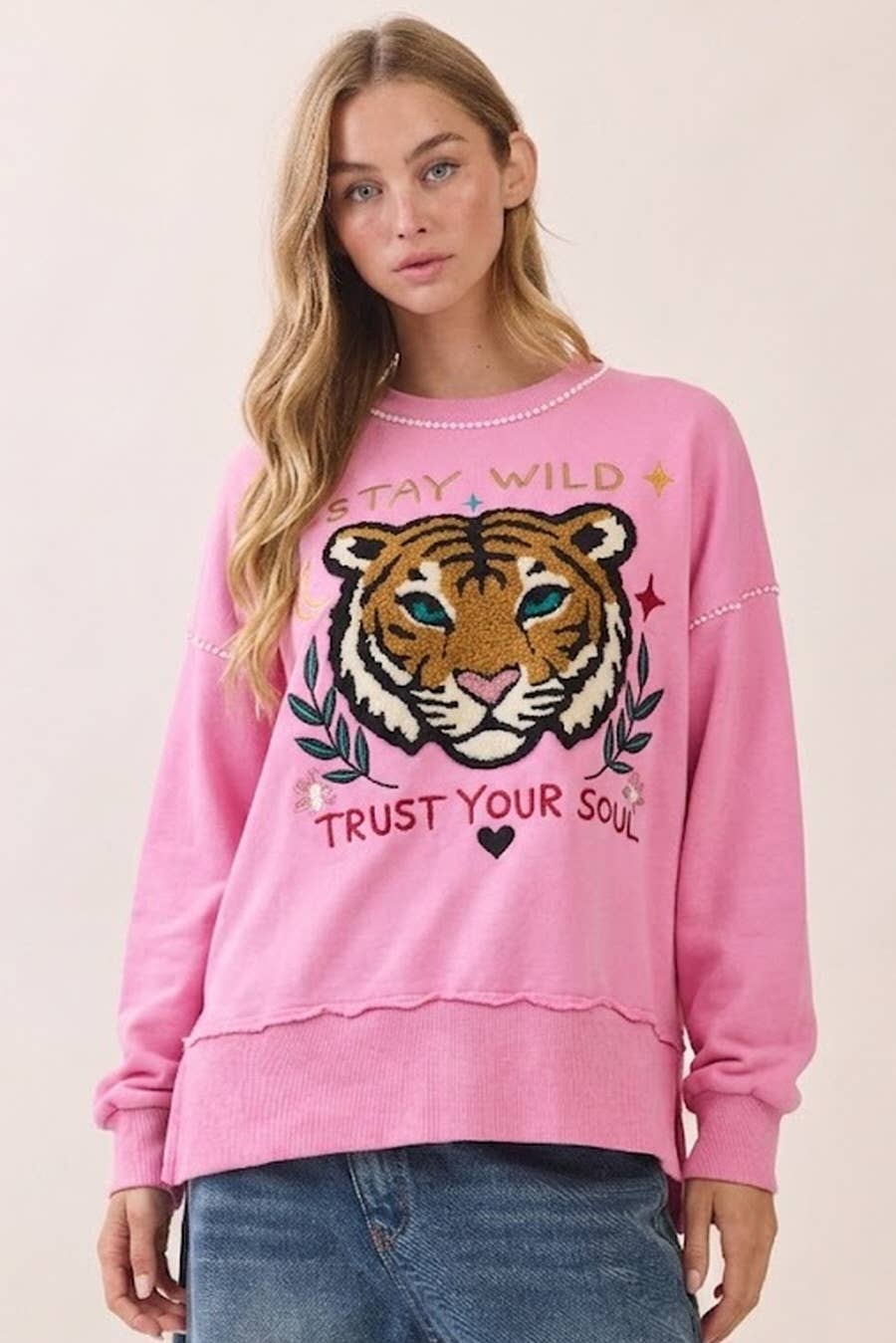 Tiger Applique Sweatshirt- 2 Colors