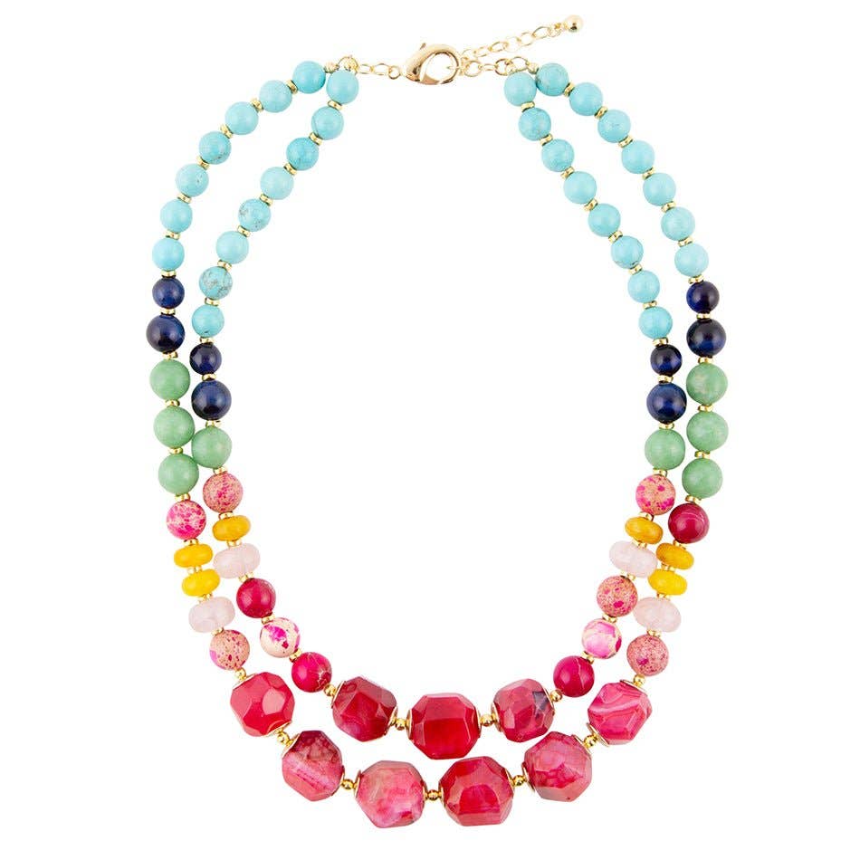 Serape Multi Stone Statement Necklace