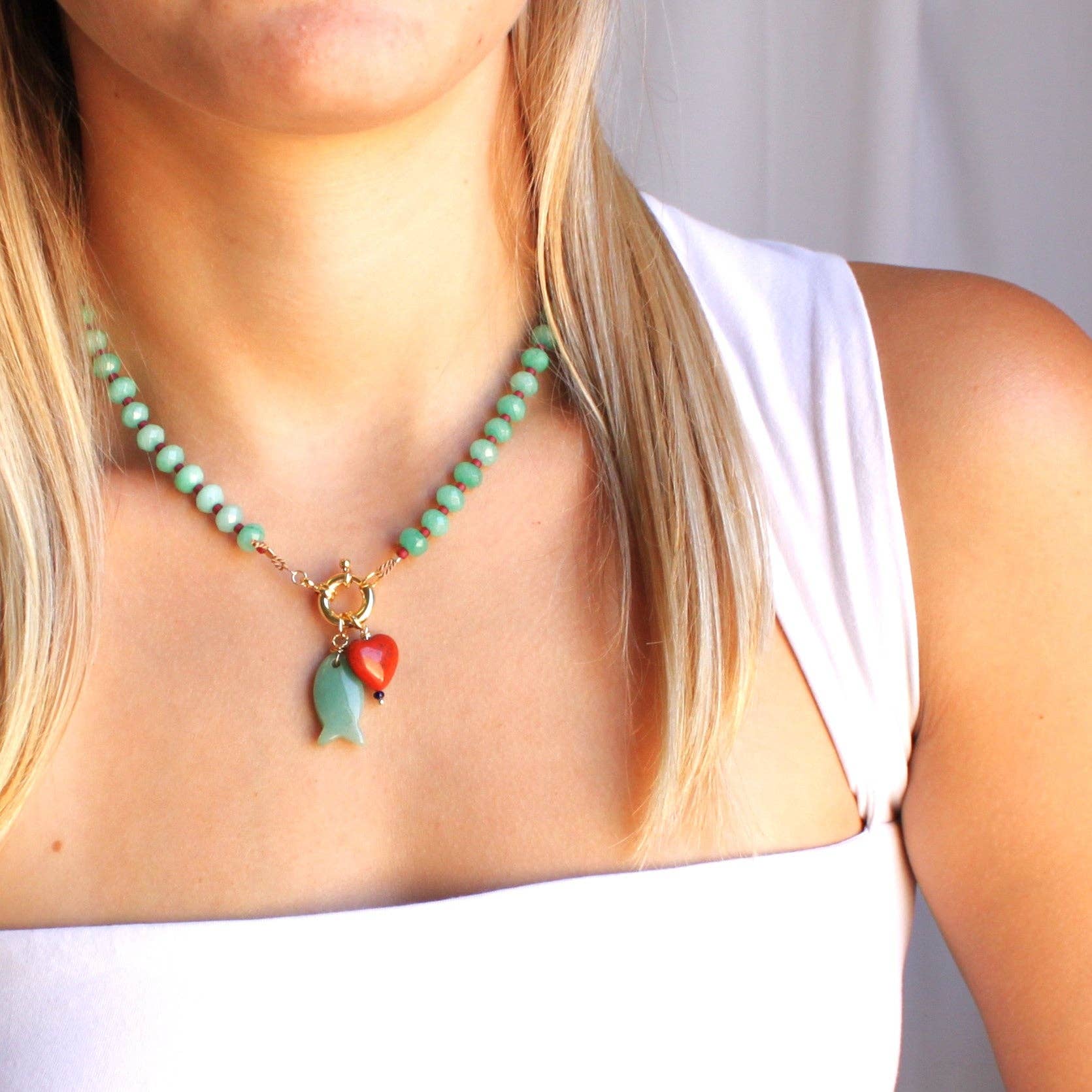 Heart & Fish Charm Necklace