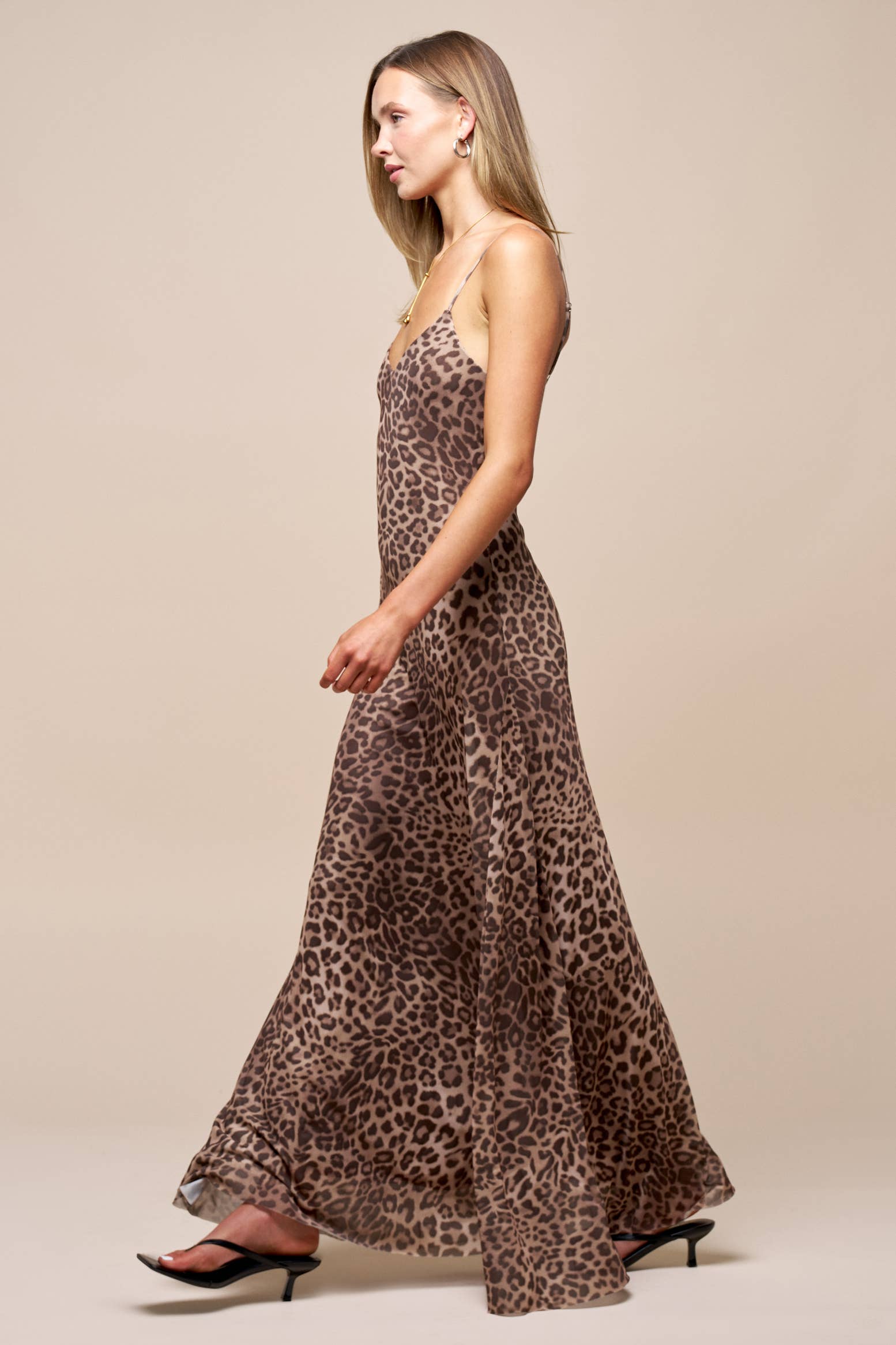 Cheetah Print V-Neck Maxi Dress