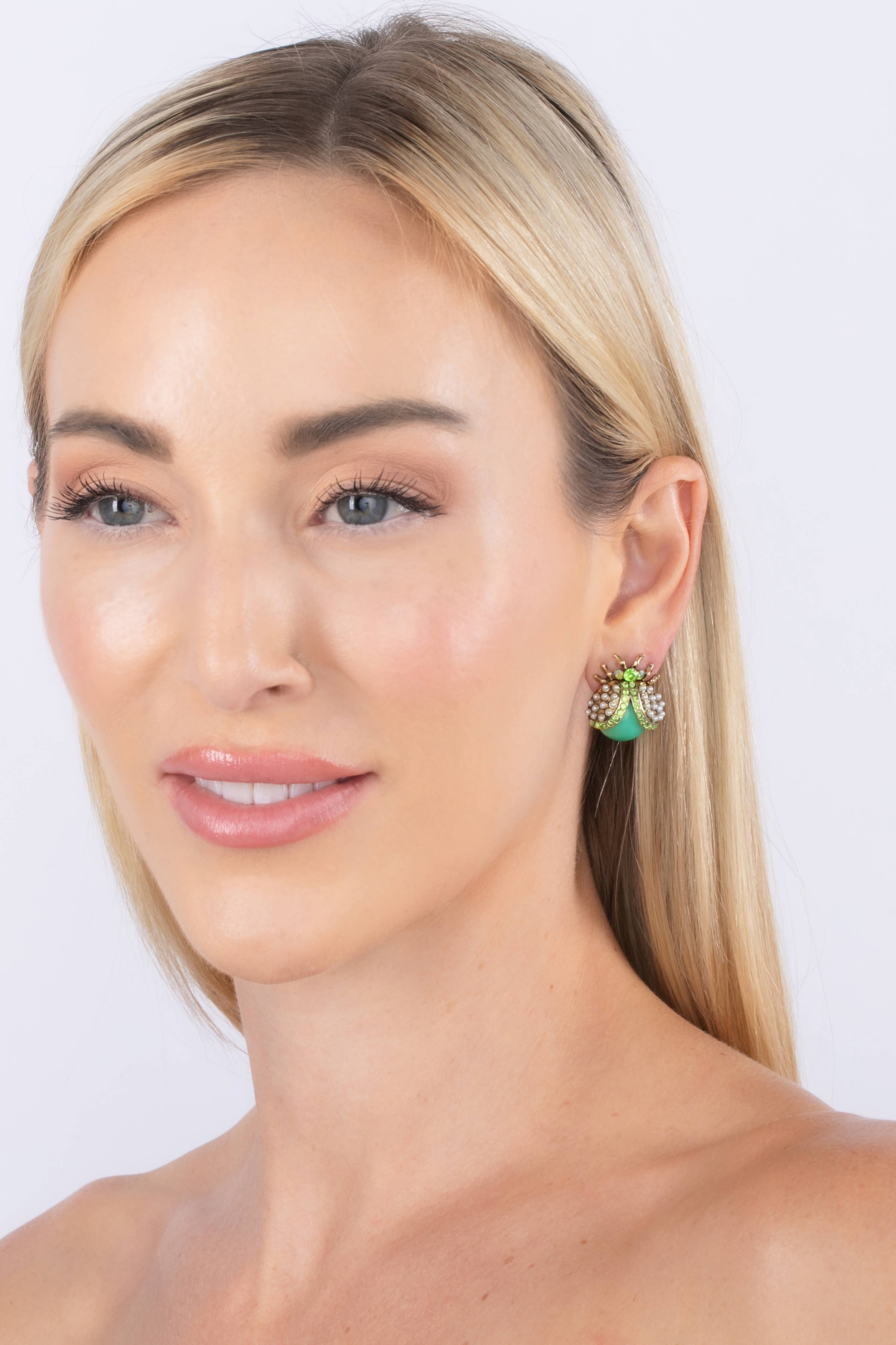 Green Beetle Earrings