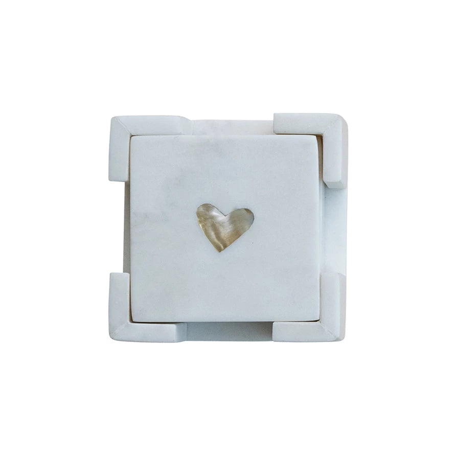Heart Marble Coaster Set