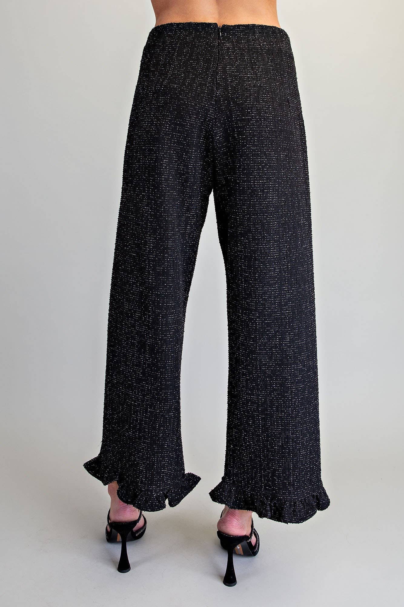 TWEED RUFFLE HEM PANTS