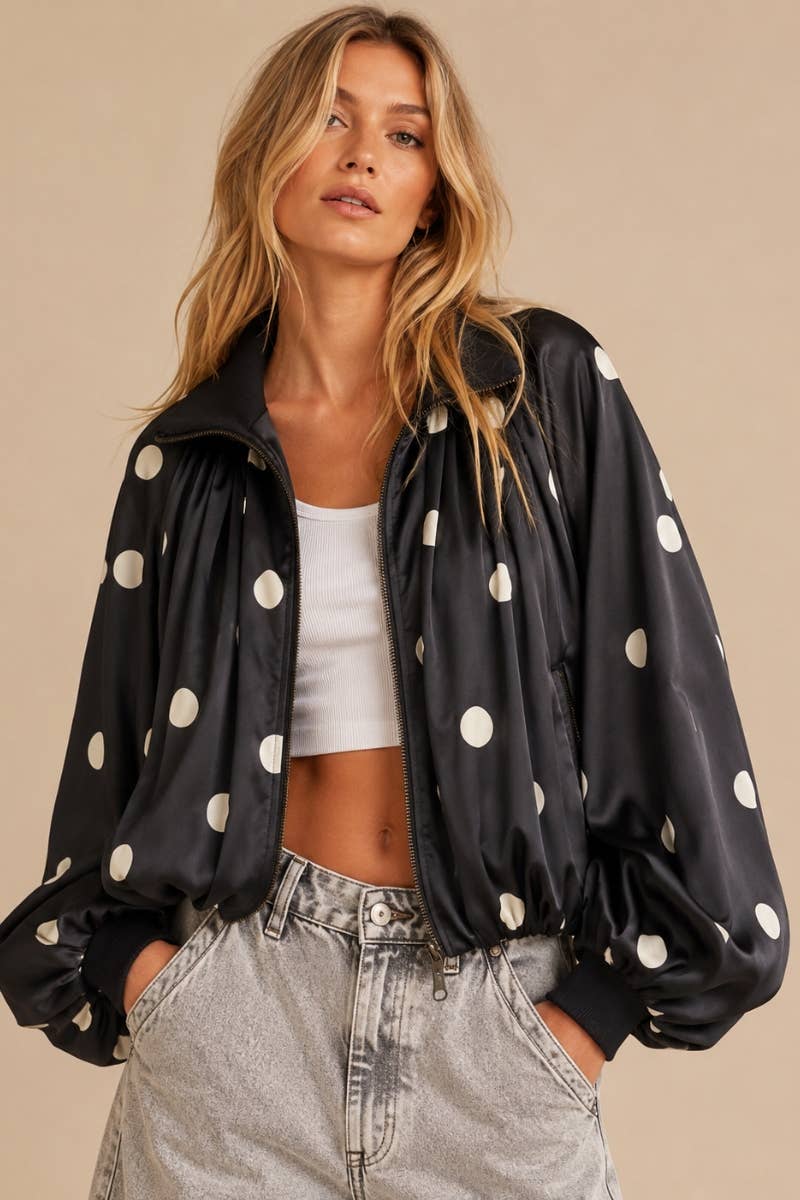 SATIN POLKADOT BUBBLE JACKET