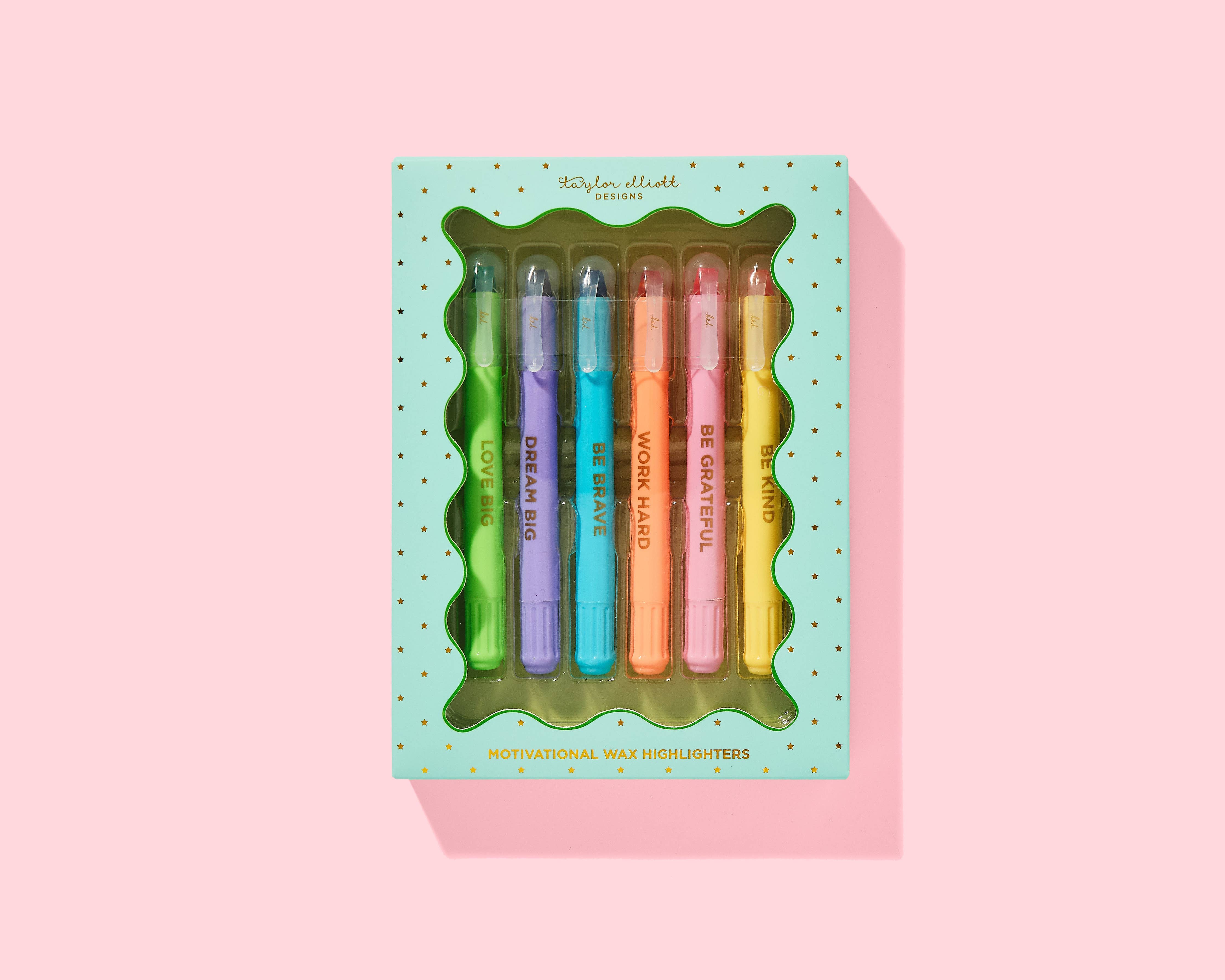 Wax Highlighter Set - Motivational - Asst Clrs - 6 Piece Set