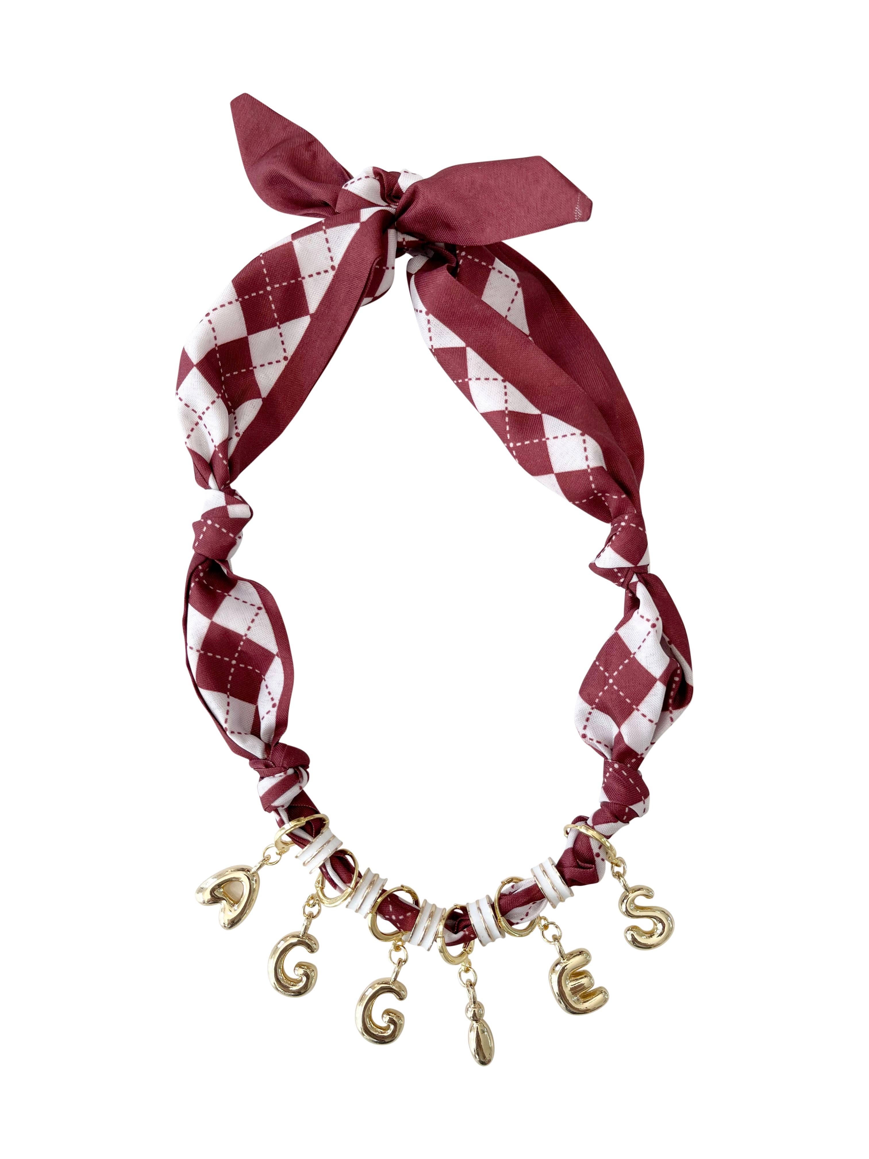 Maroon and White  Bubble Necklace 