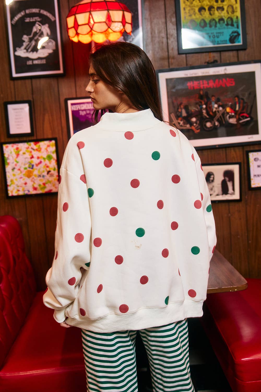 | 'JOY' Applique Patch Polka-Dot Sweatshirt