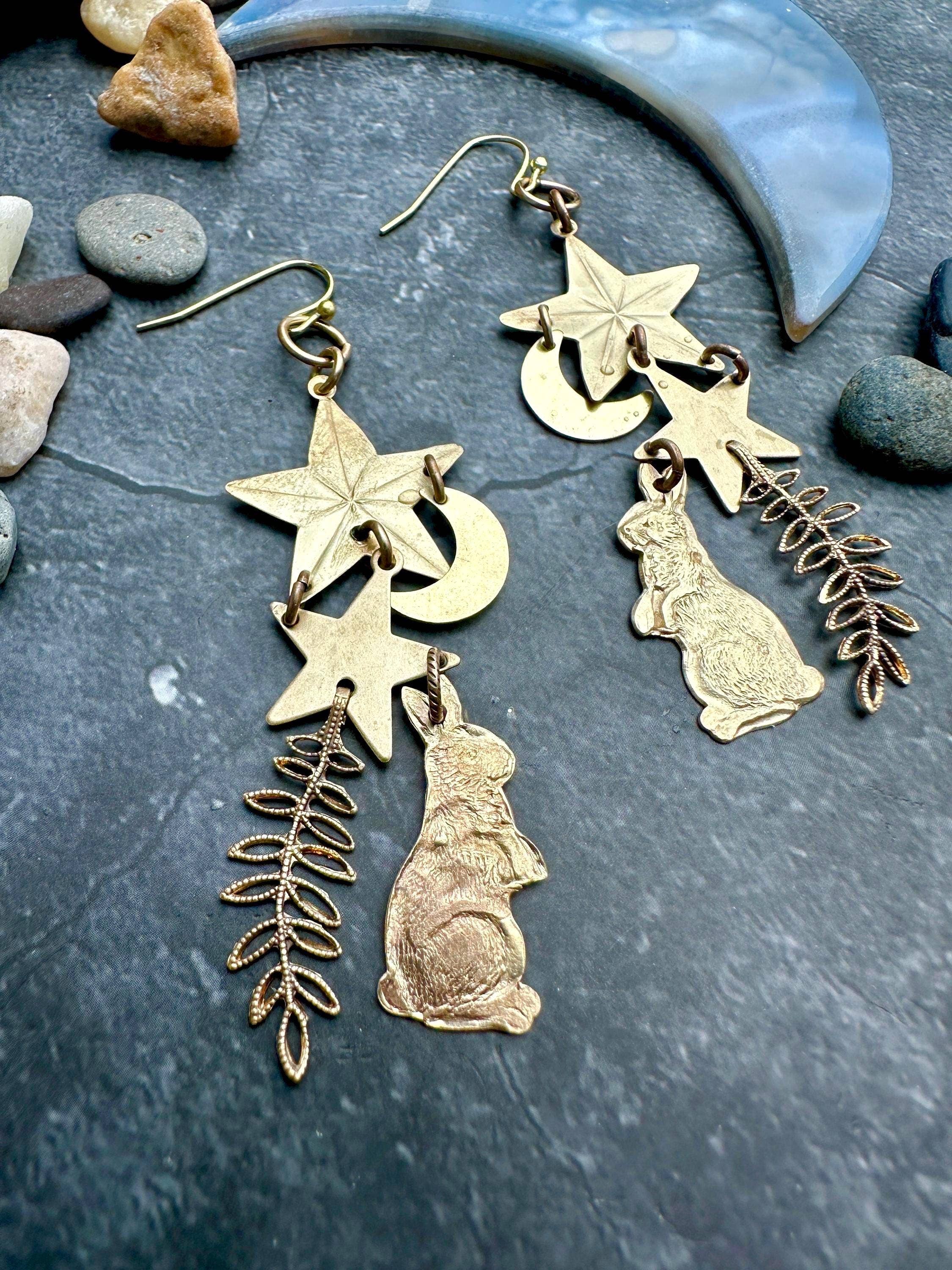 Goodnight Moon Earrings Handcrafted Boho Celestial Statement