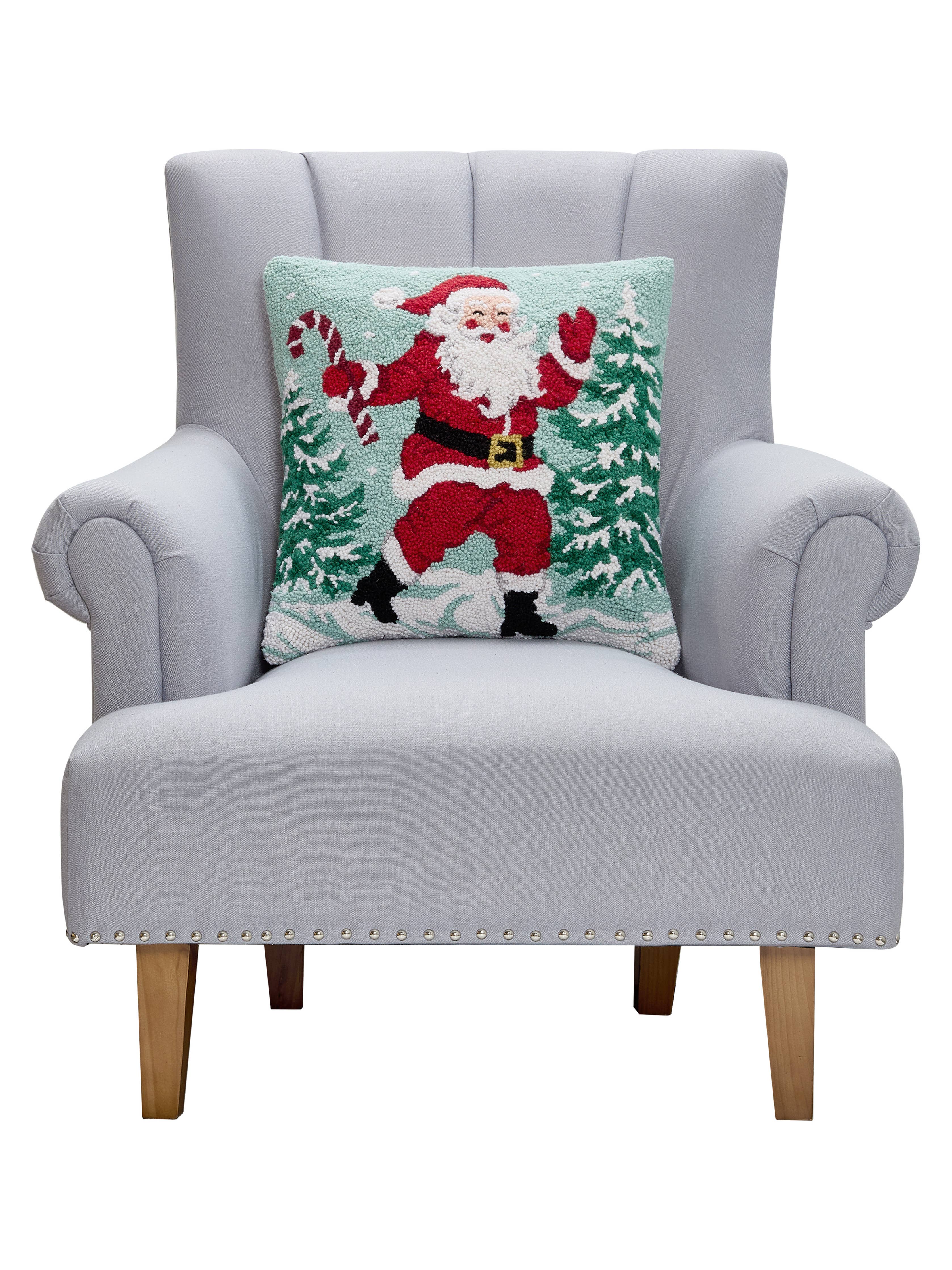 Santa w/Candy Cane Hook Pillow