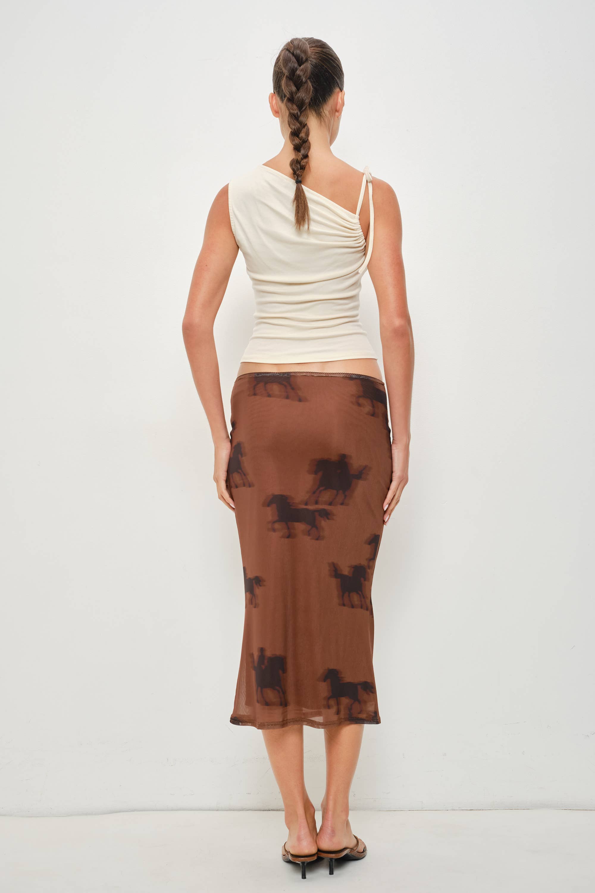 OANA HORSE PRINT MIDI SKIRT