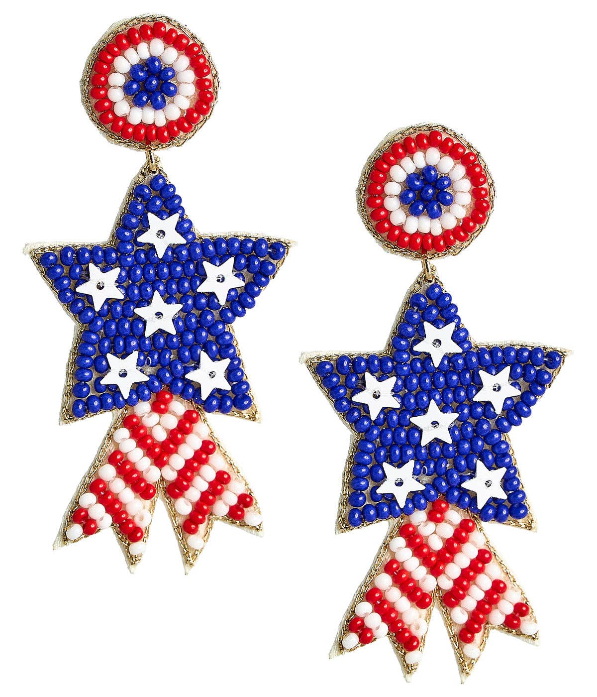 Beaded Earrings - RED WHITE & BLUE