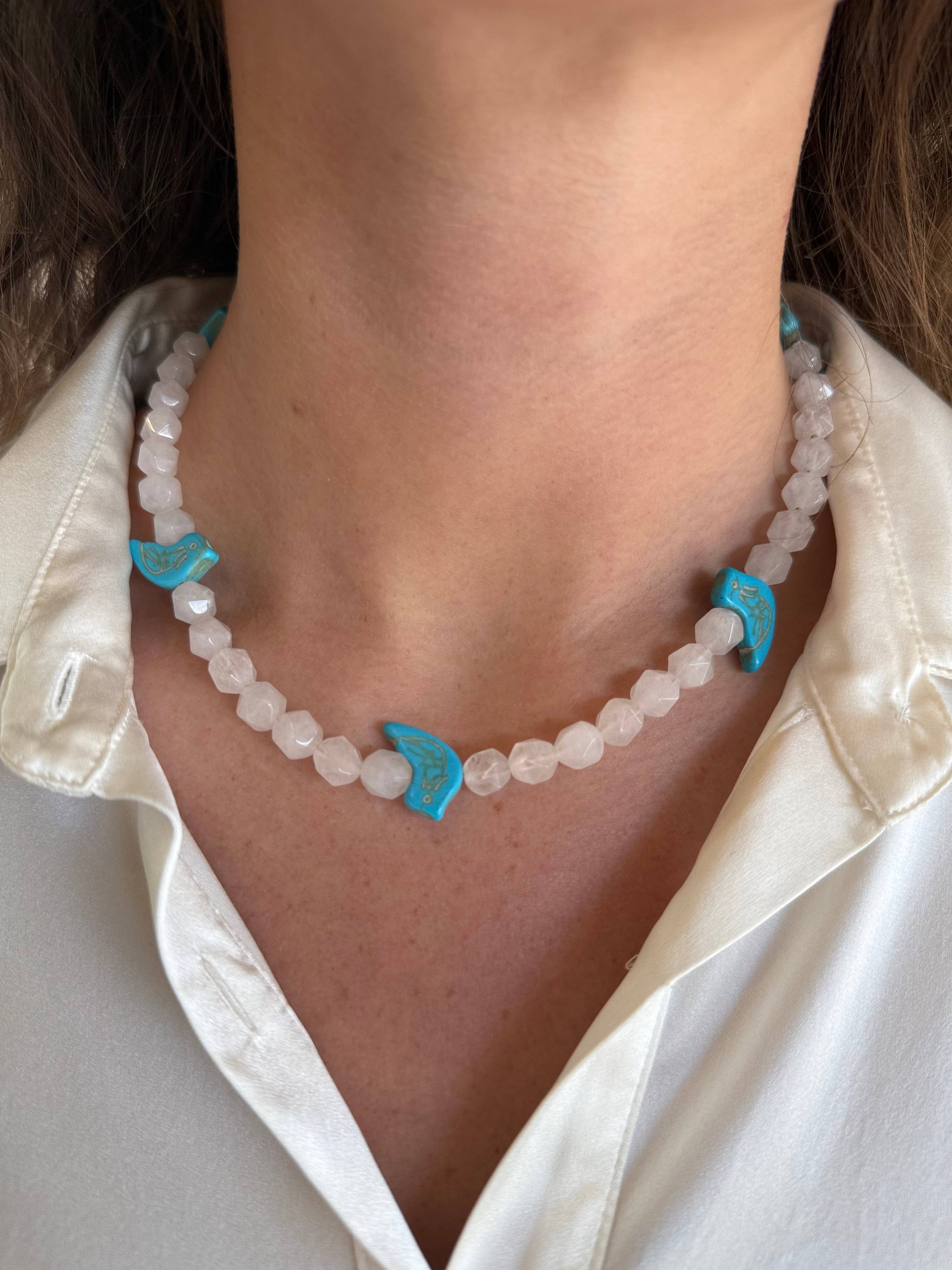 Rose Quartz 'For the Birds" Necklace