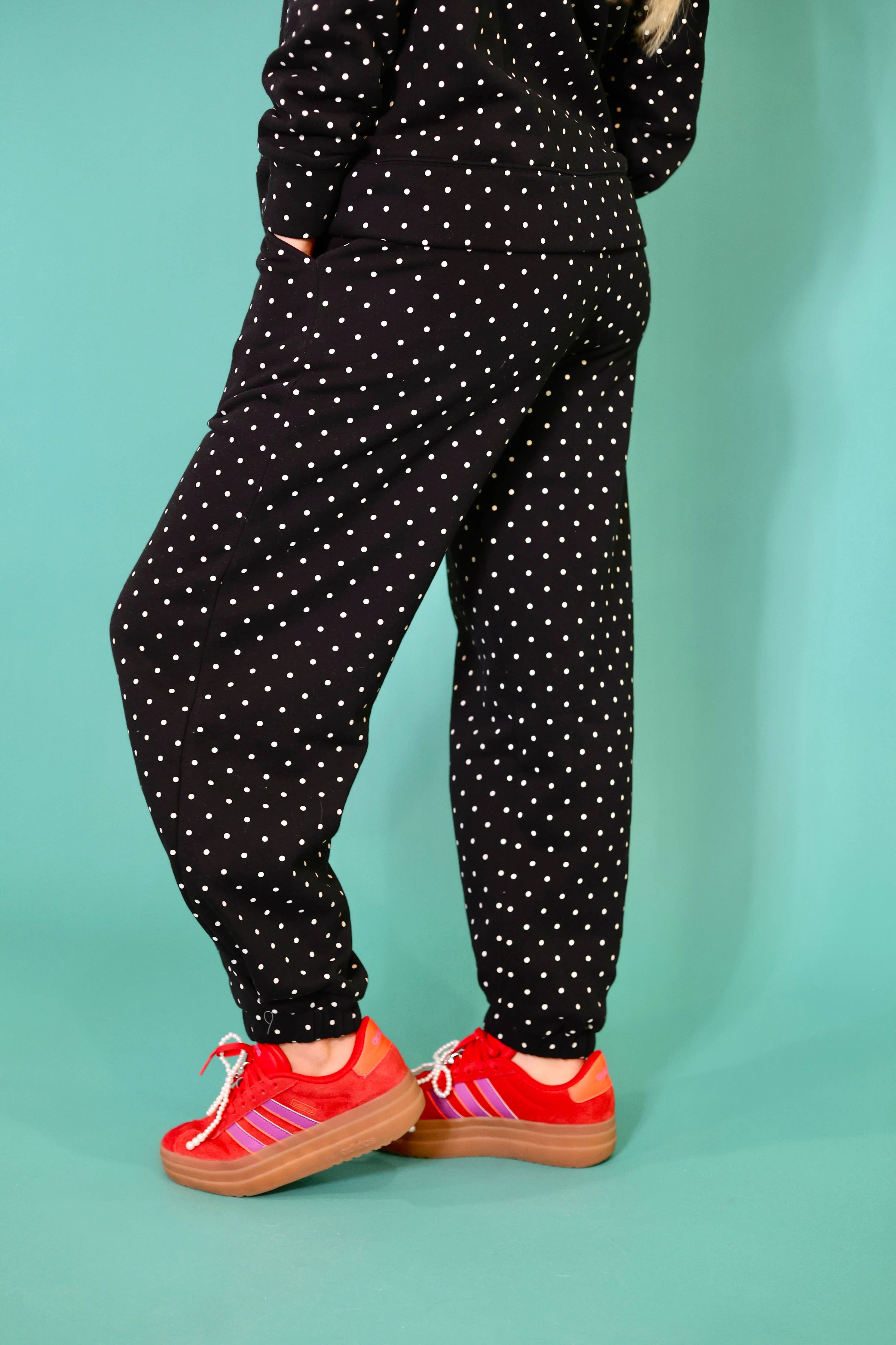 Black Ivory Polka Dot Sweatsuit Set