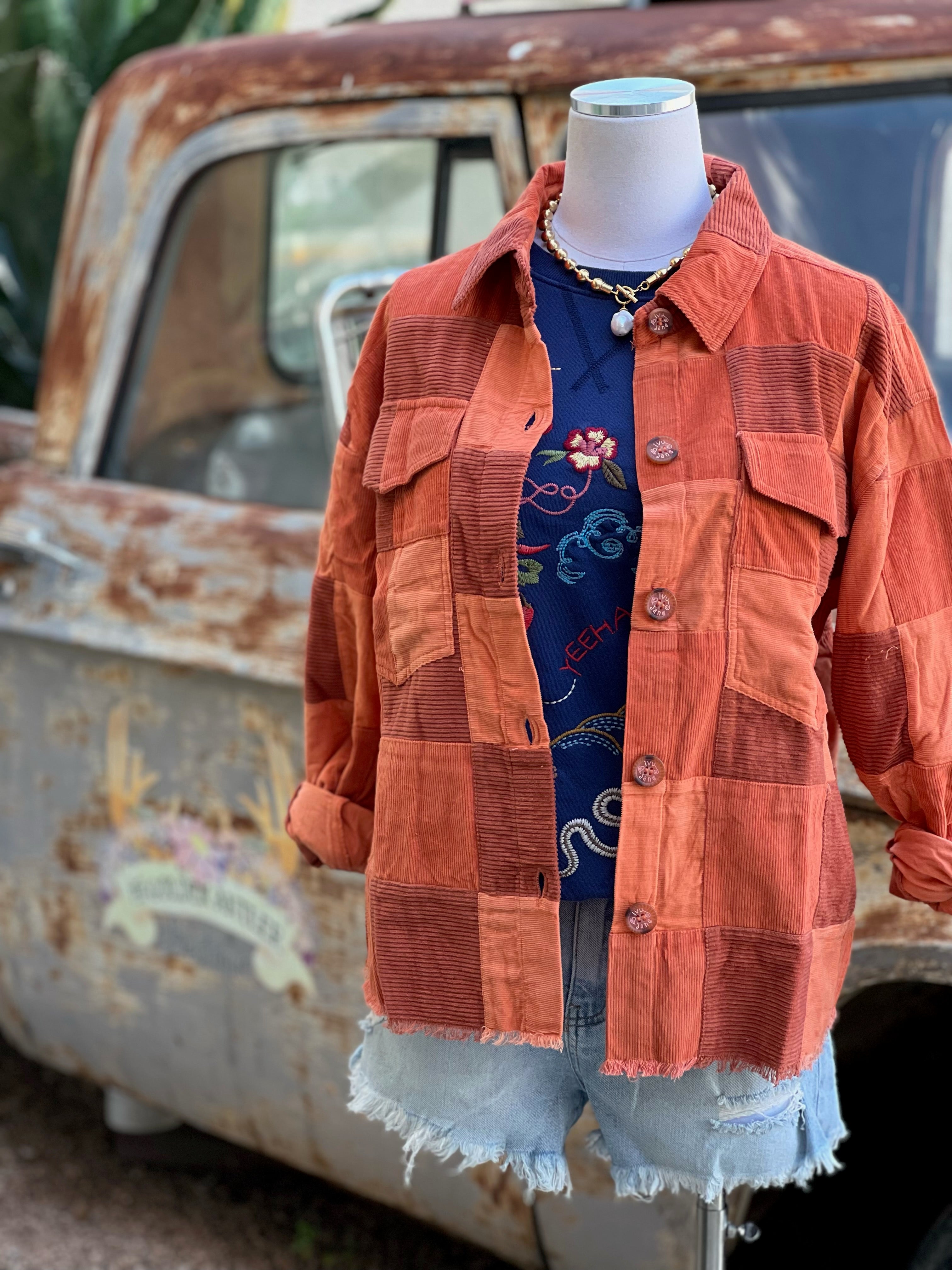 Fall Patchwork Jacket (Rust or Purple)