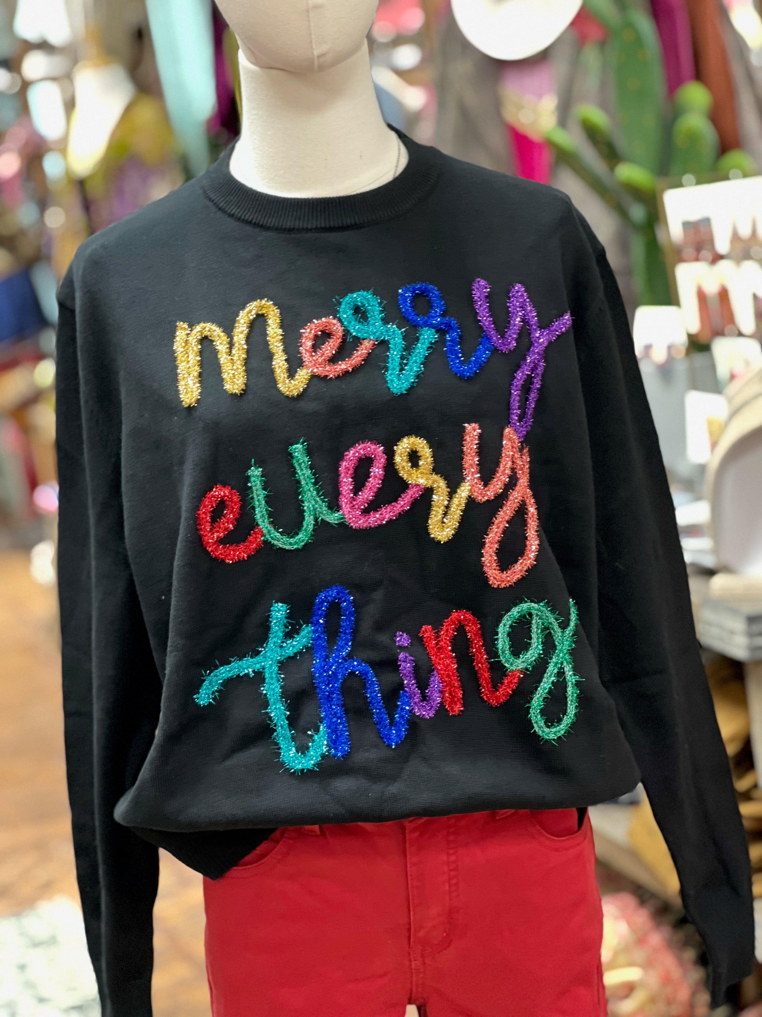 Merry Everything Sweater (Red or Black)