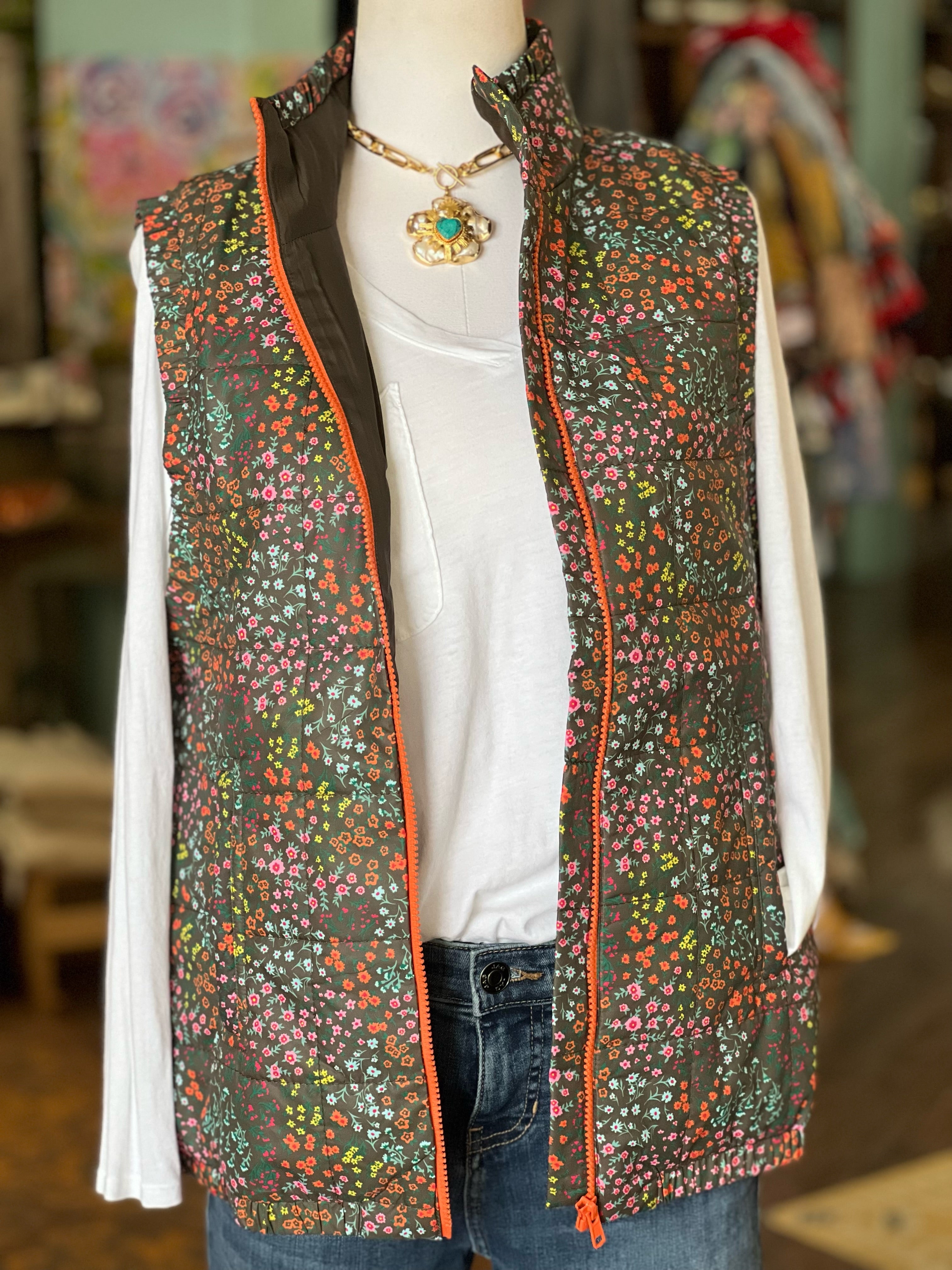 Fall Floral Quilted Vest