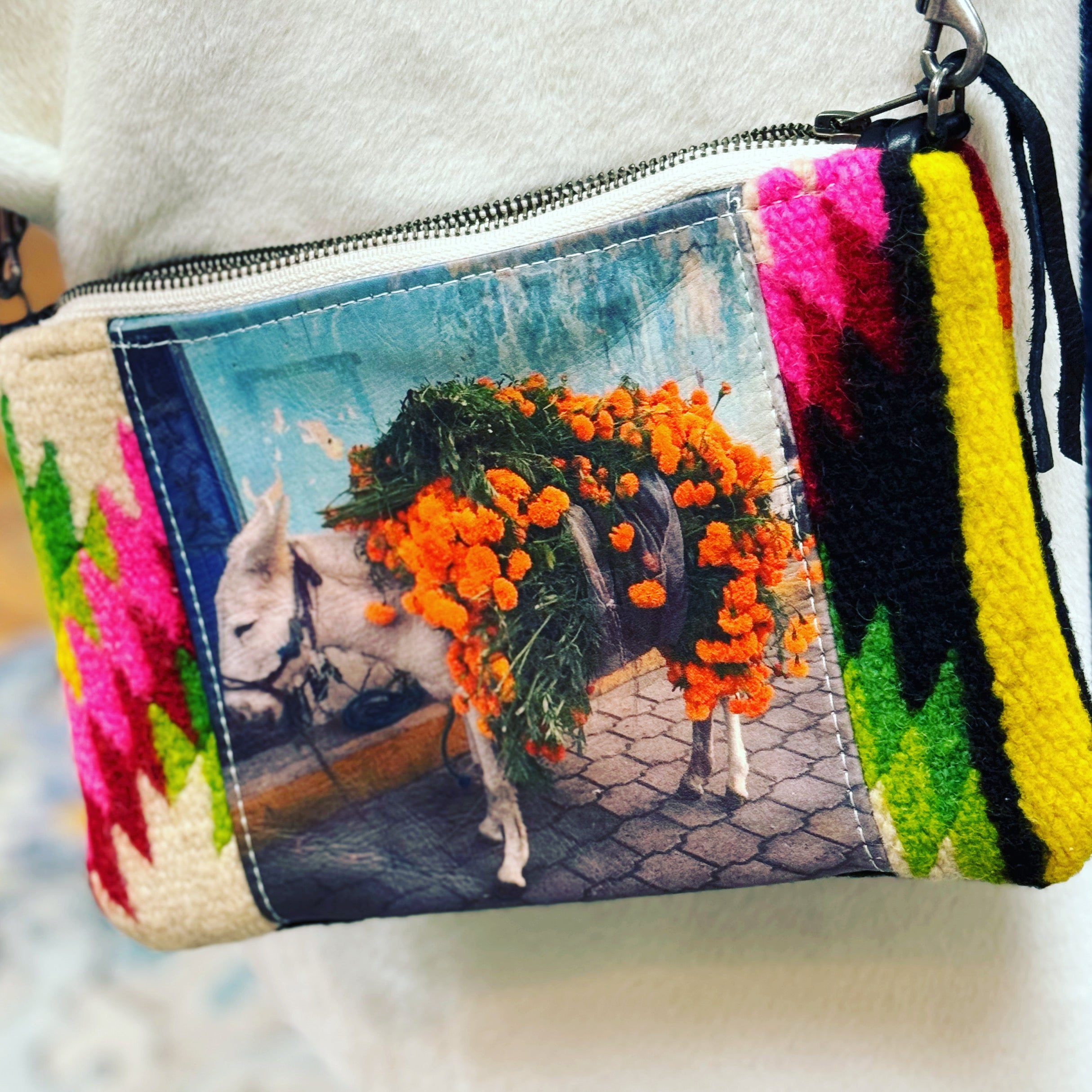 Floral Donkey Purse (Black or White)