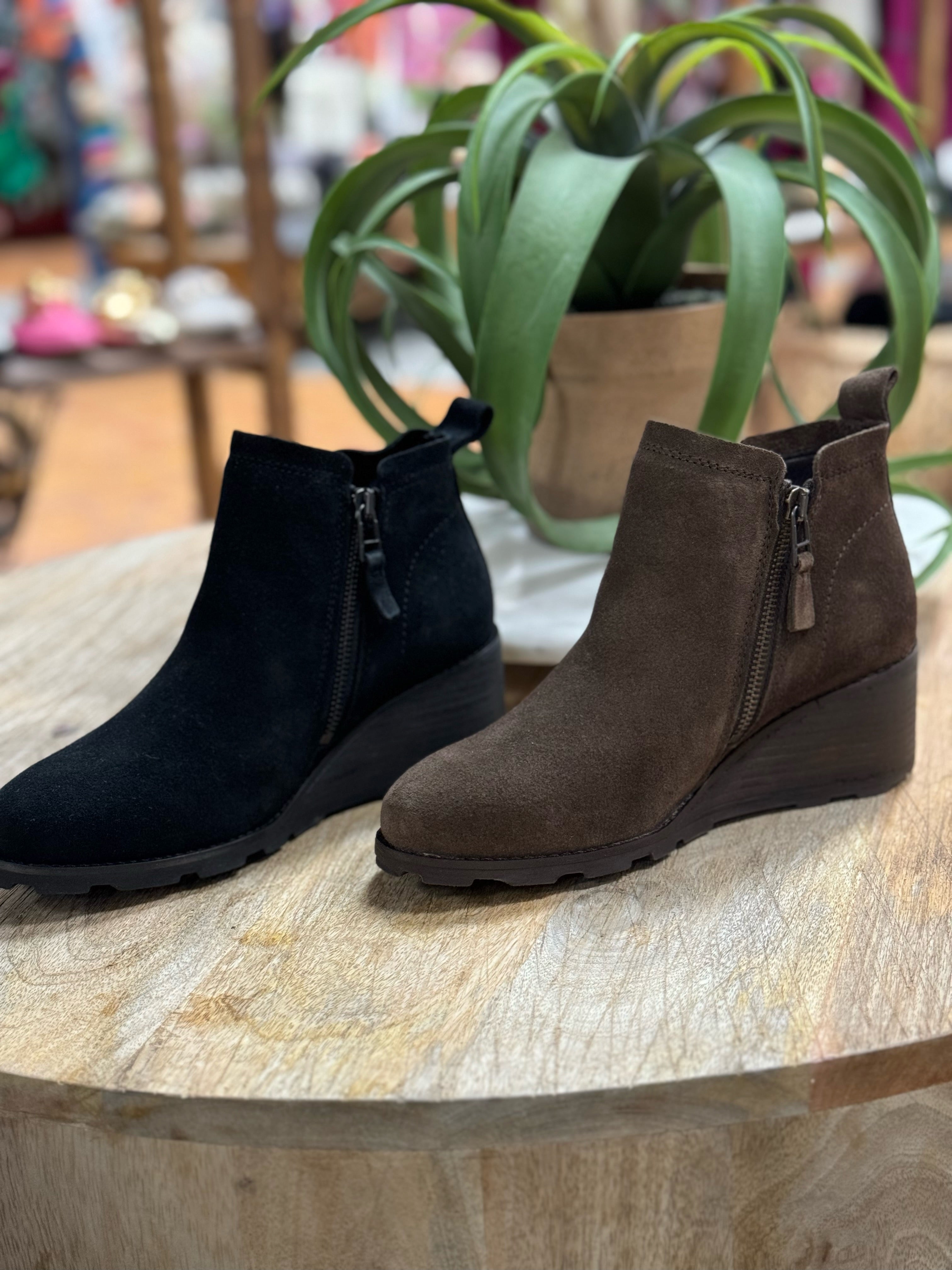 Otbt Brown Wedge Ankle Boots Womens ARC In BROWN LEATHER Heeled