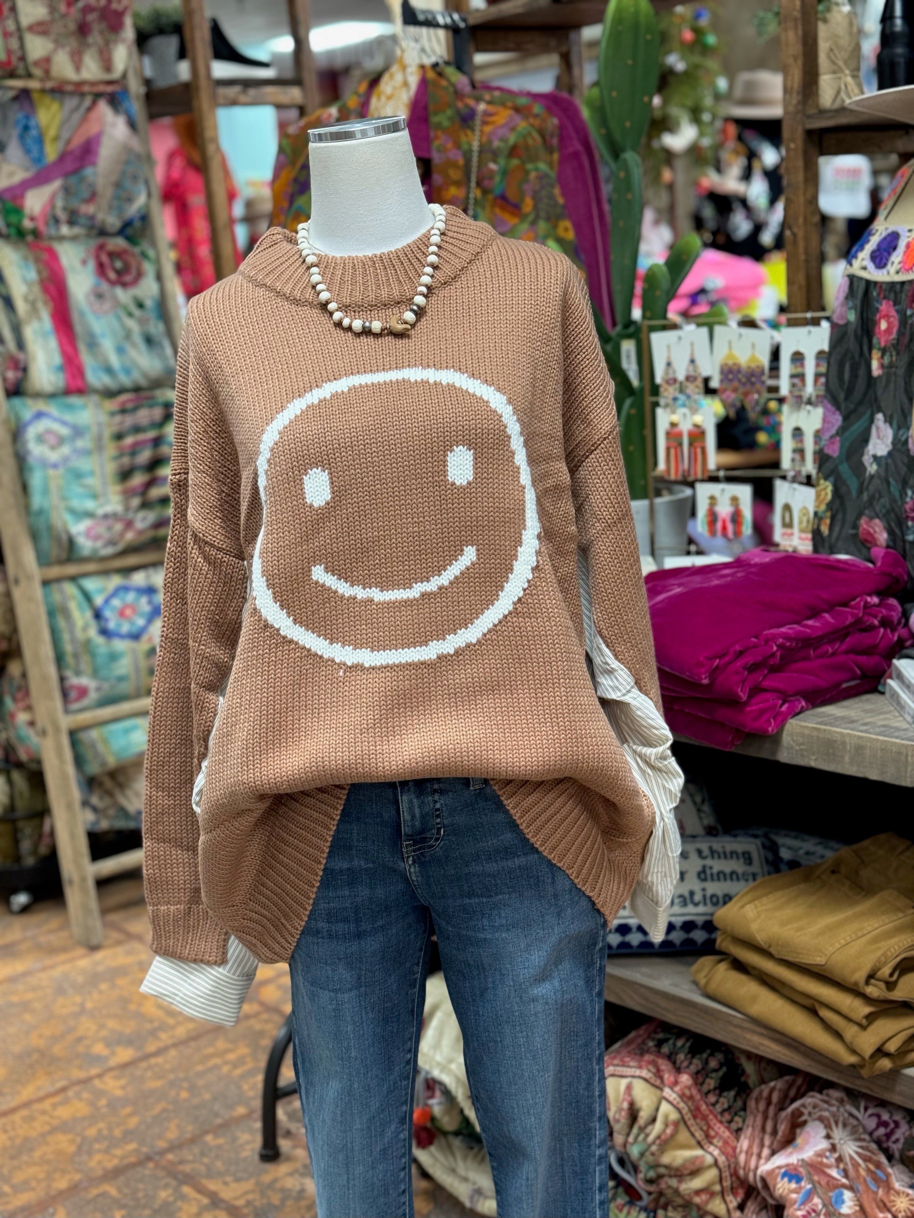Smiley Sweater (Black or Toffee)