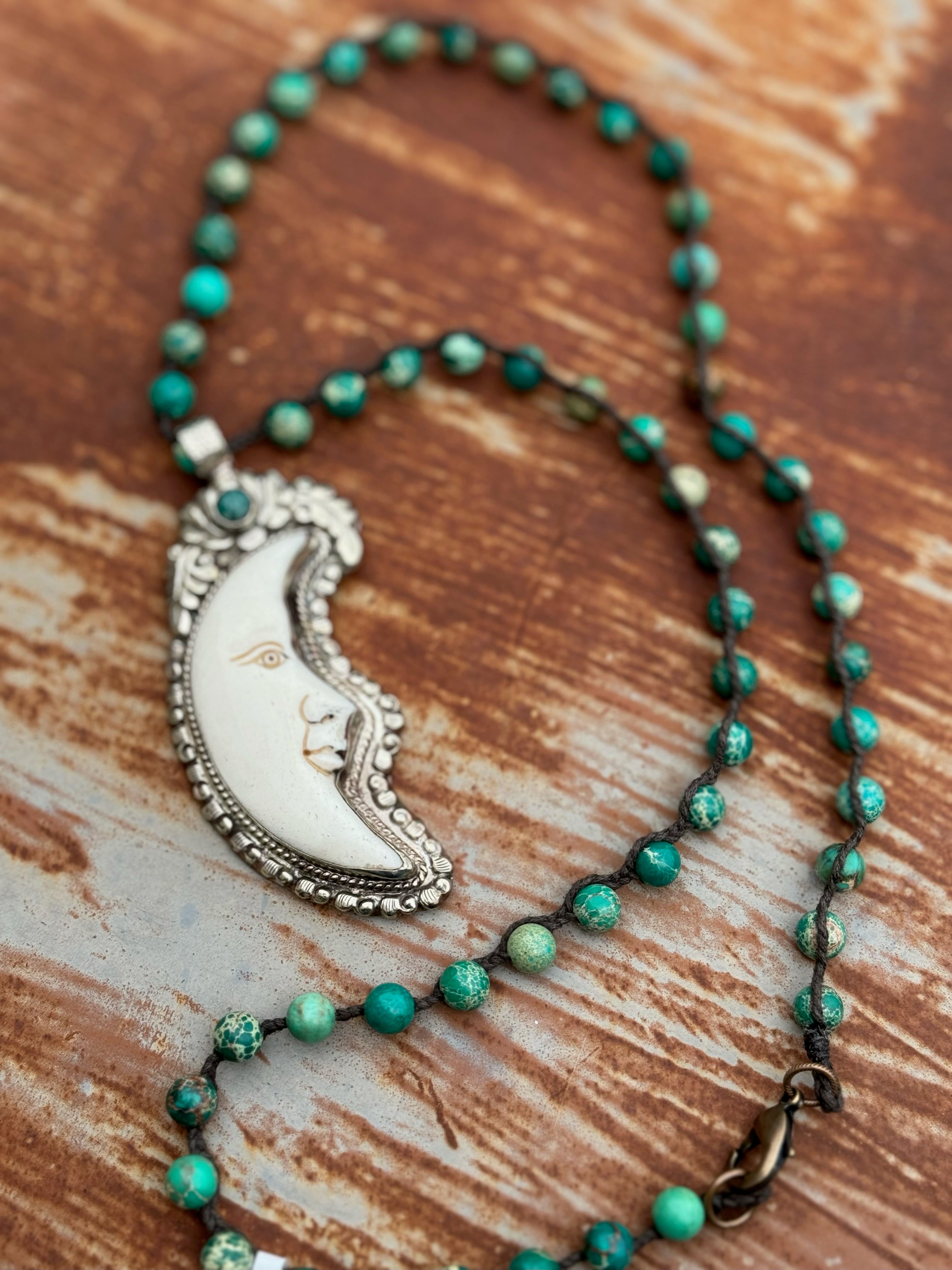 Sea Jasper Moon Necklace