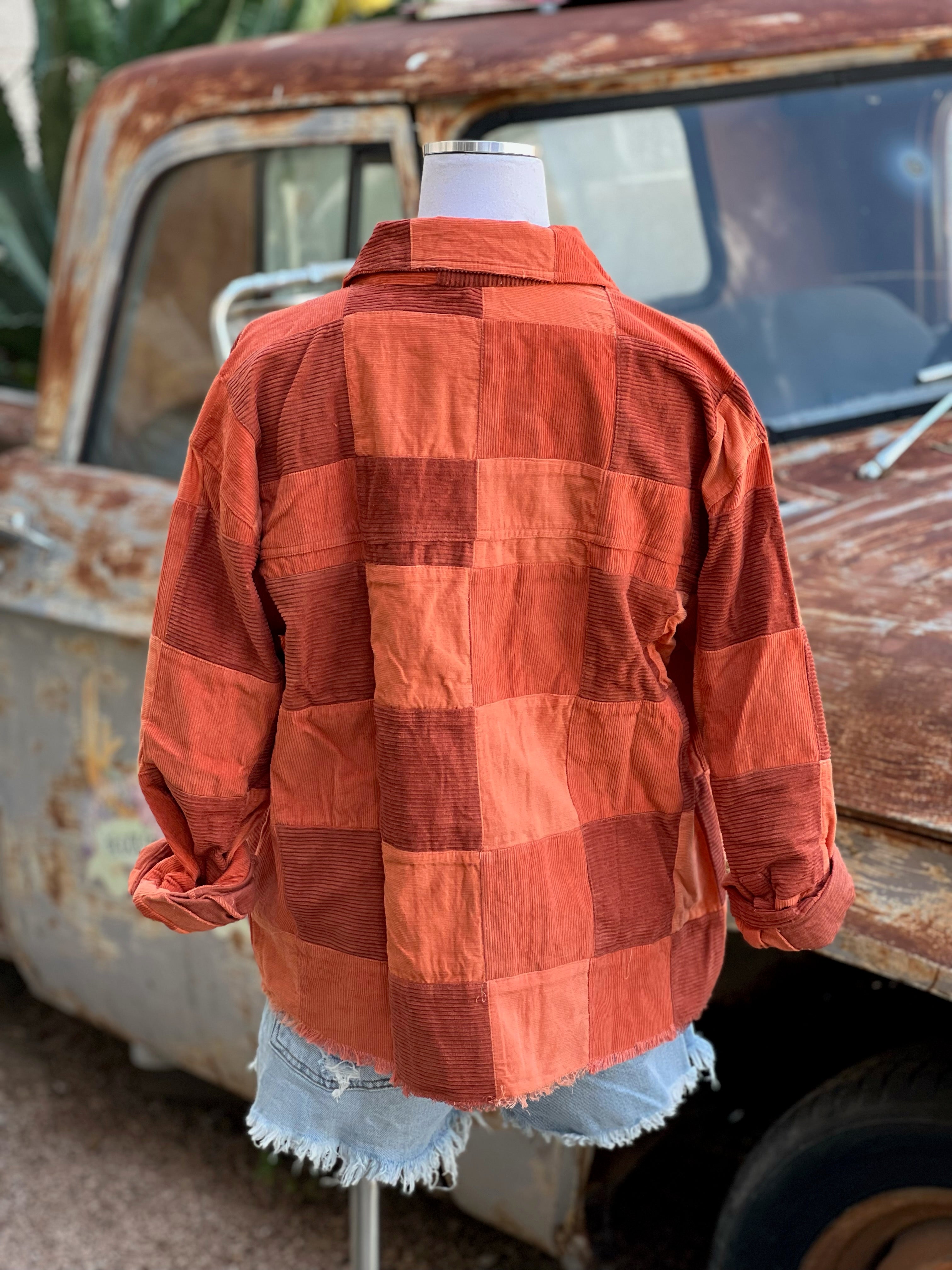 Fall Patchwork Jacket (Rust or Purple)