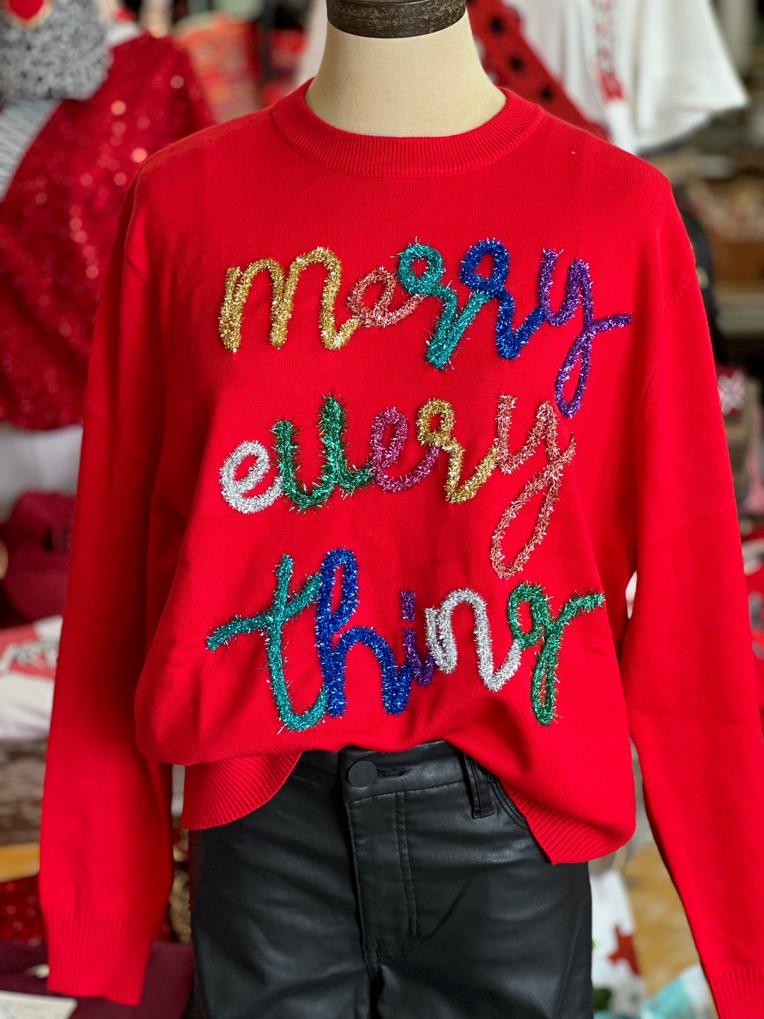 Merry Everything Sweater (Red or Black)