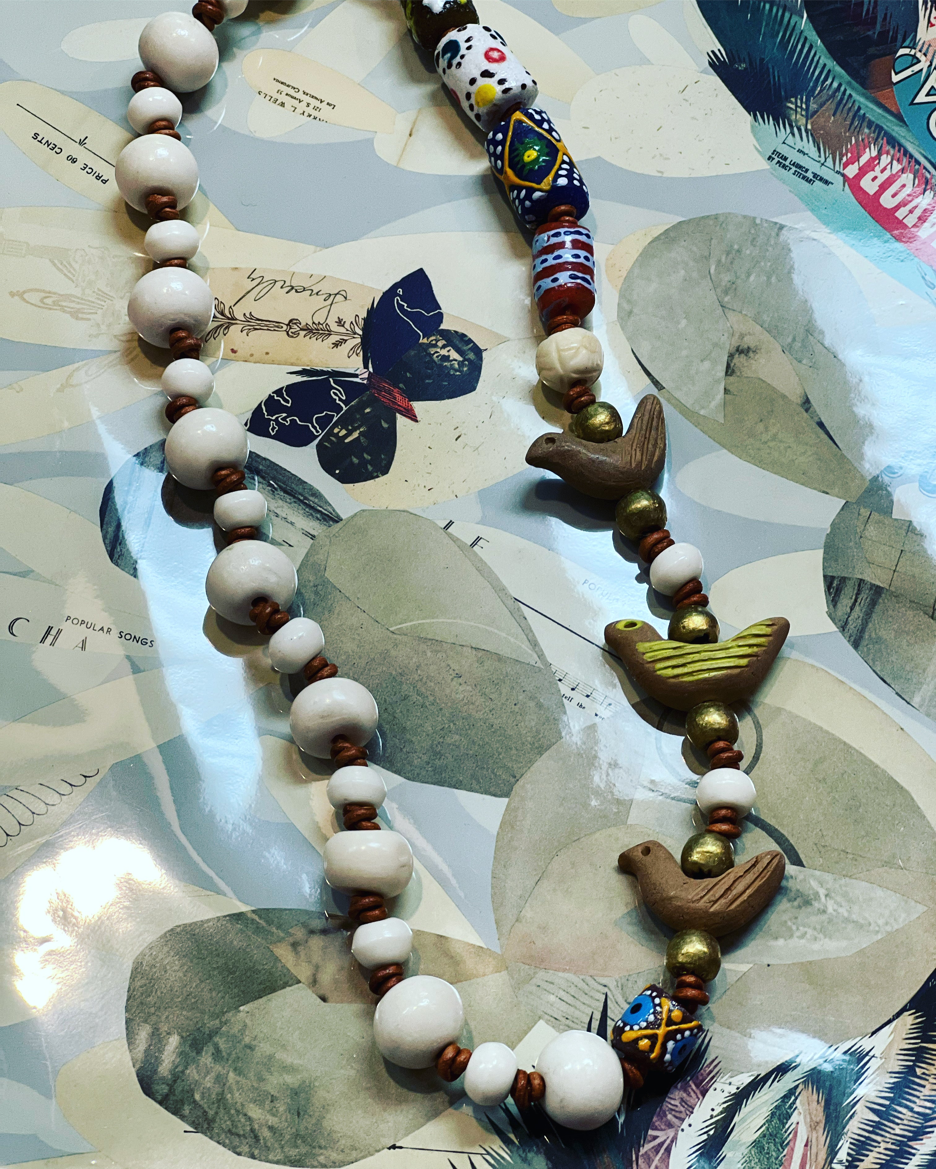 African Beads & Birds Necklace