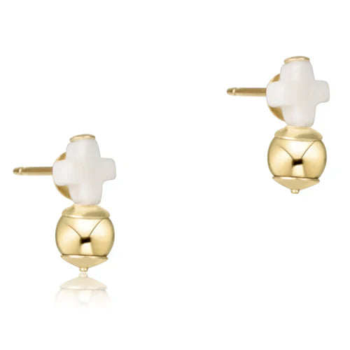 Off White Signature Cross Small Gold Studs